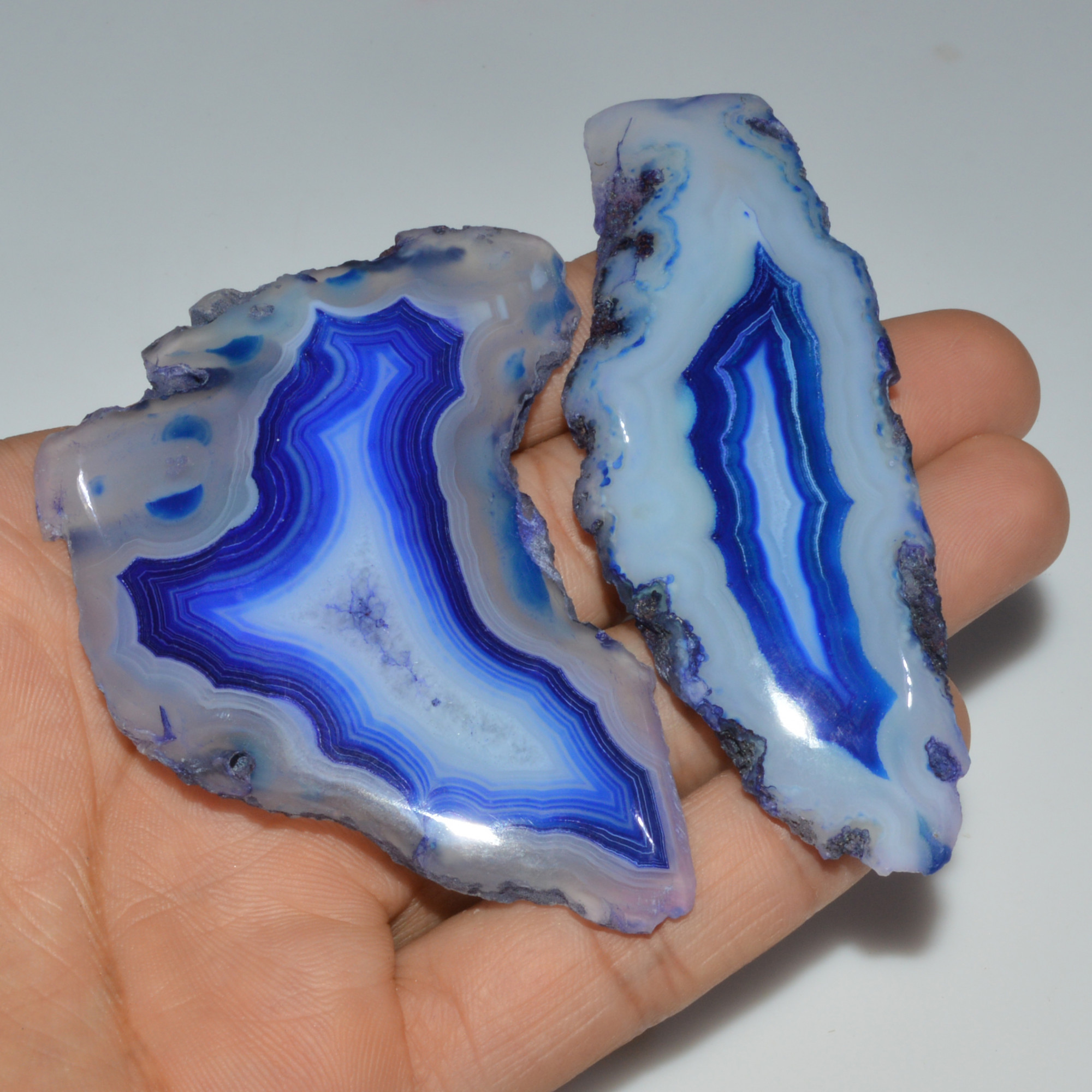 2 Pcs 392 Cts Natural Agate Silces Gemstone Lot 85x30 14x44mm 3367