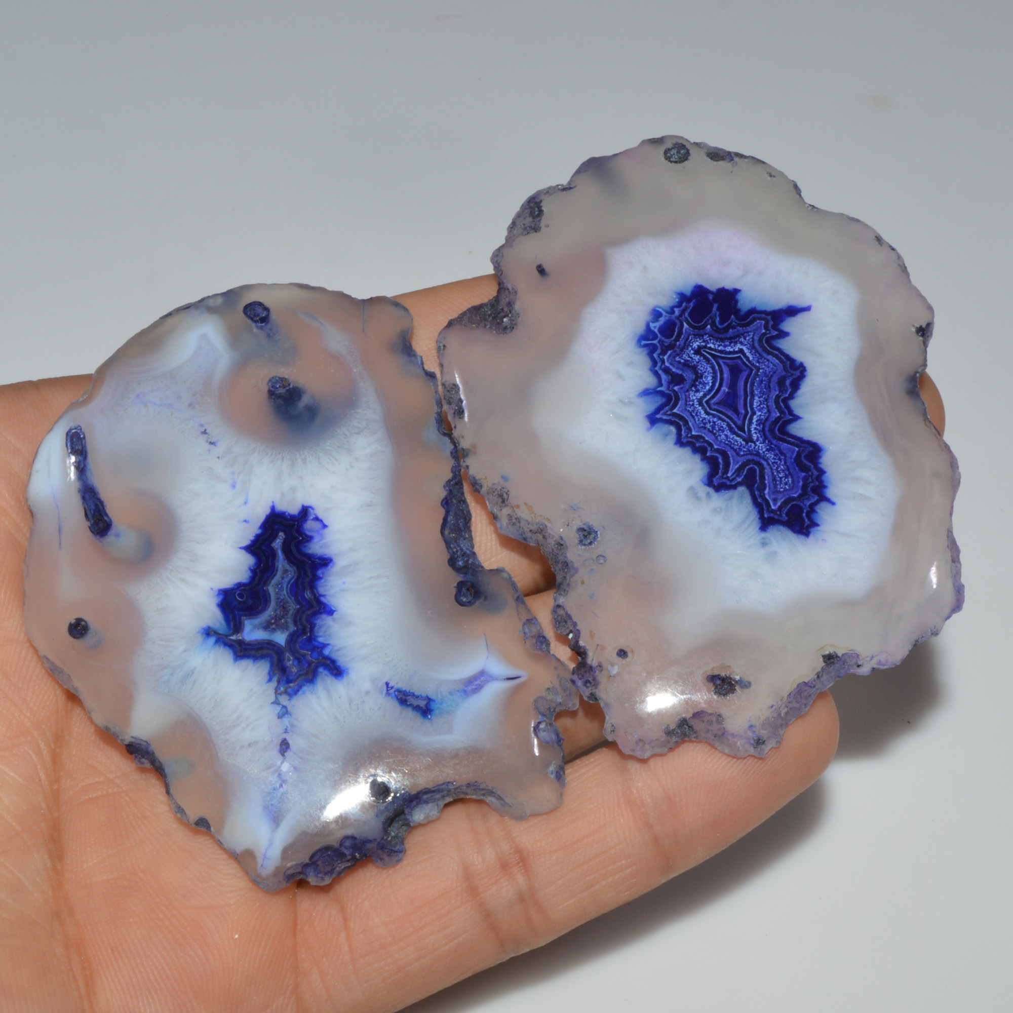 2 Pcs 445 Cts Natural Agate Silces Gemstone Lot 70x55 62x42mm 3369