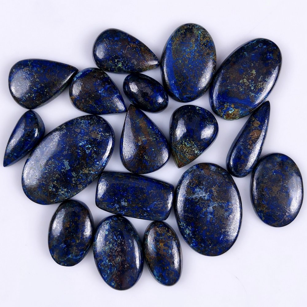 17Pcs 496Cts Natural Blue Azurite Gemstone Cabochon Lot Azurite Crystal Pendant Necklace Azurite Jewelry For Crystal Healing 36x22 16x22mm#G-337