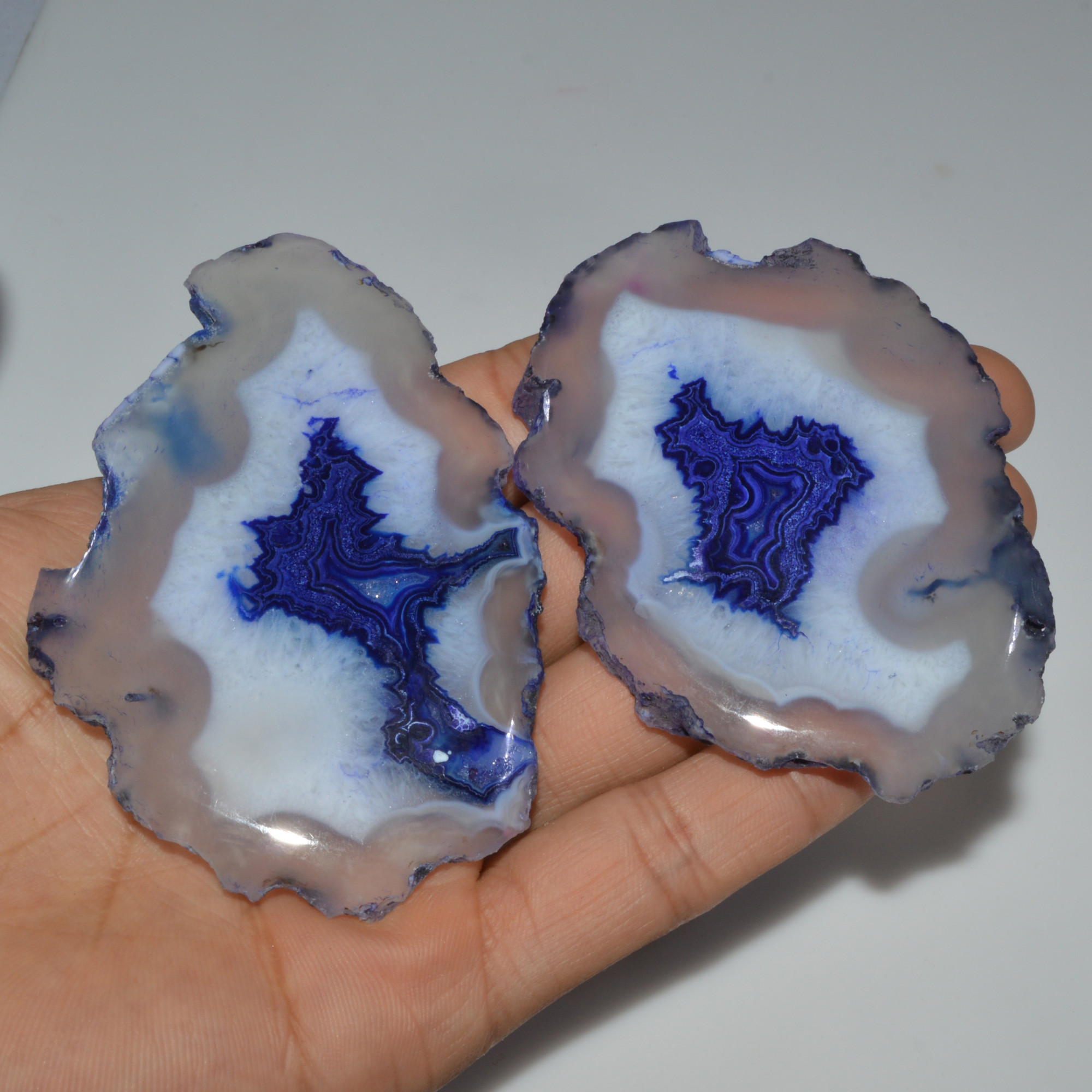 2 Pcs 609 Cts Natural Agate Silces Gemstone Lot 85x55 80x54mm 3370