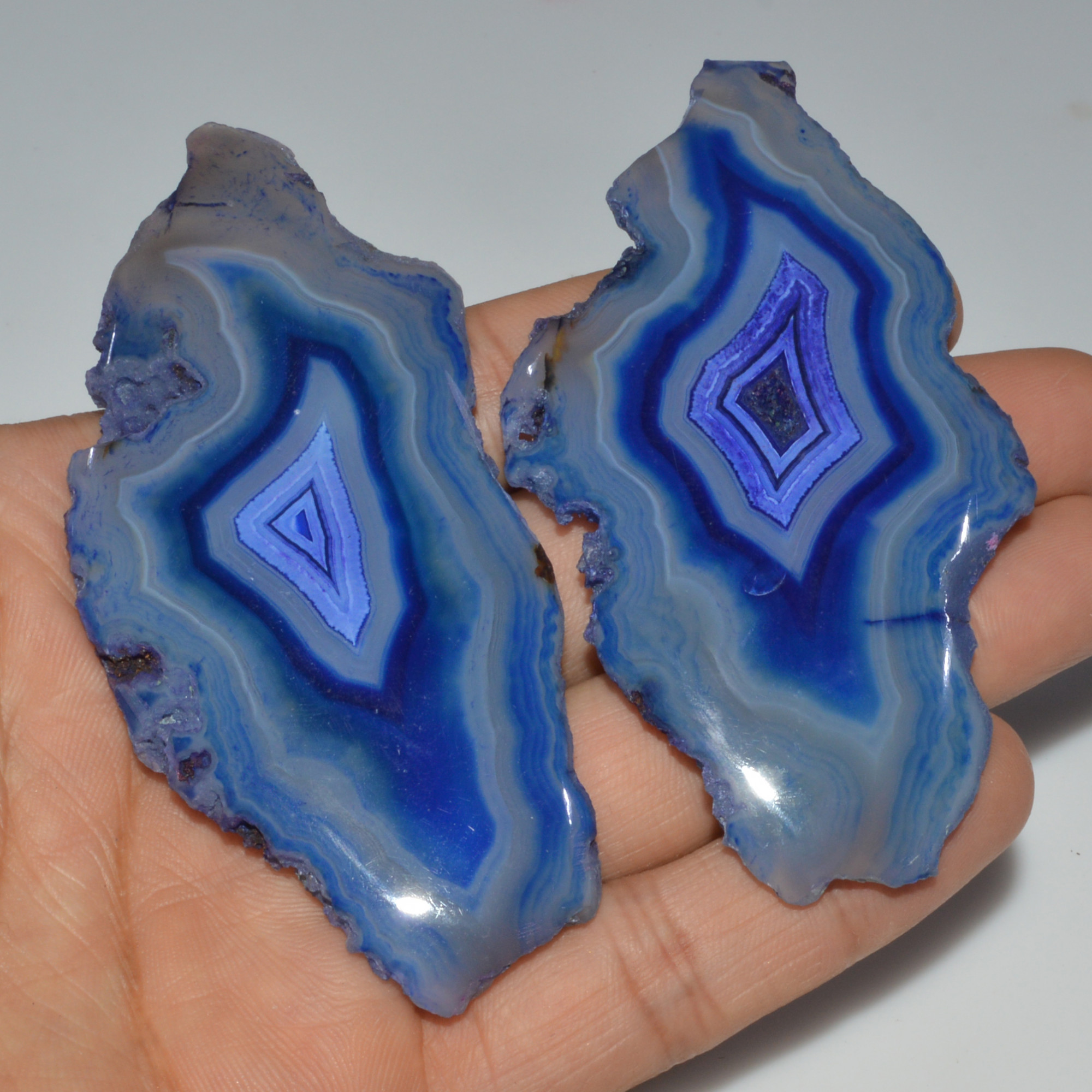 2 Pcs 359 Cts Natural Agate Silces Gemstone Lot 88x40 80x42mm 3371