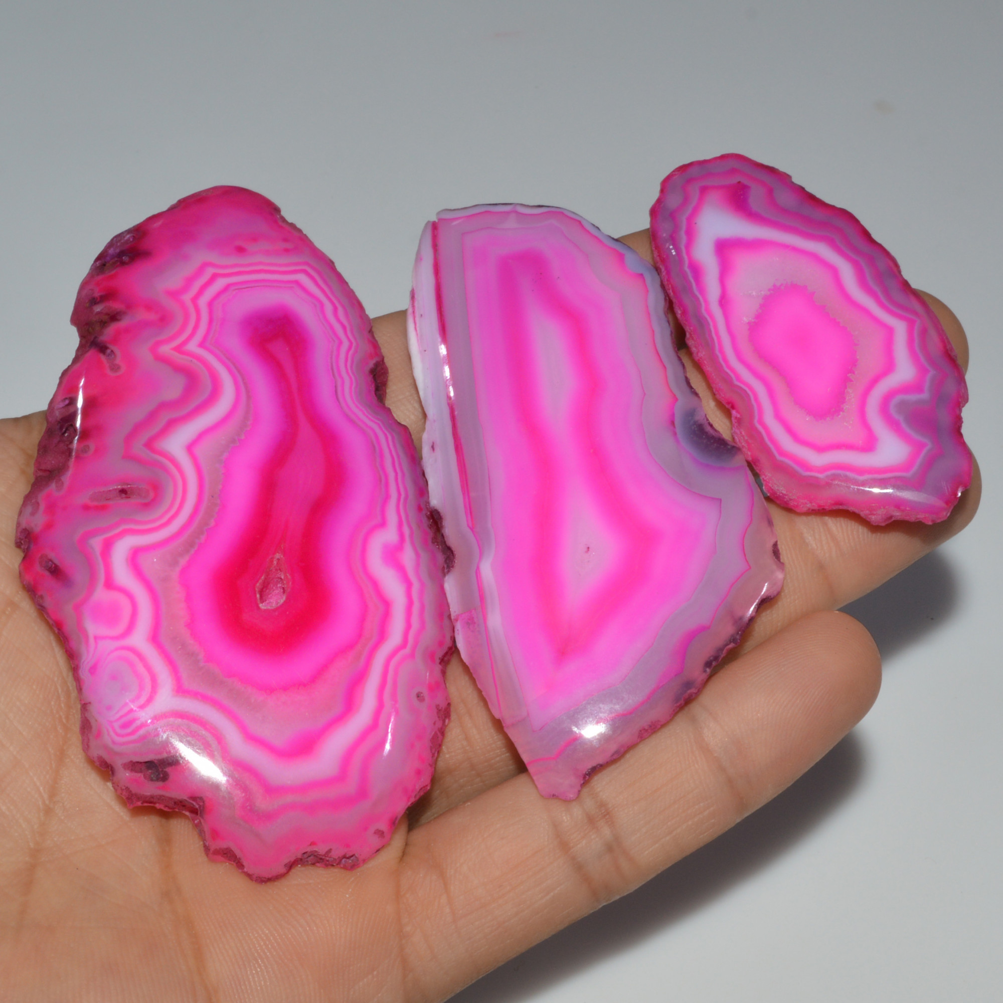 3 Pcs 562 Cts Natural Agate Silces Gemstone Lot 85x42 57x30mm 3372