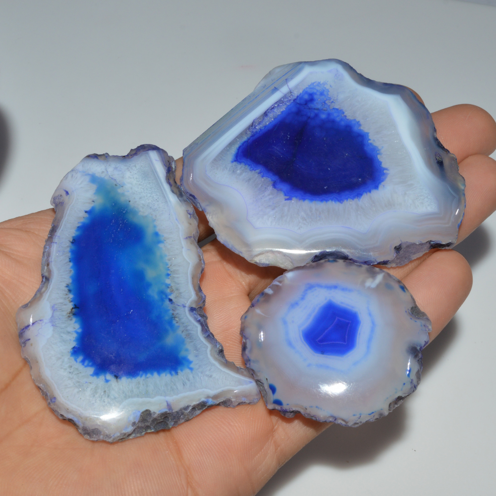 3 Pcs 547 Cts Natural Agate Silces Gemstone Lot 70x45 40x38mm 3380