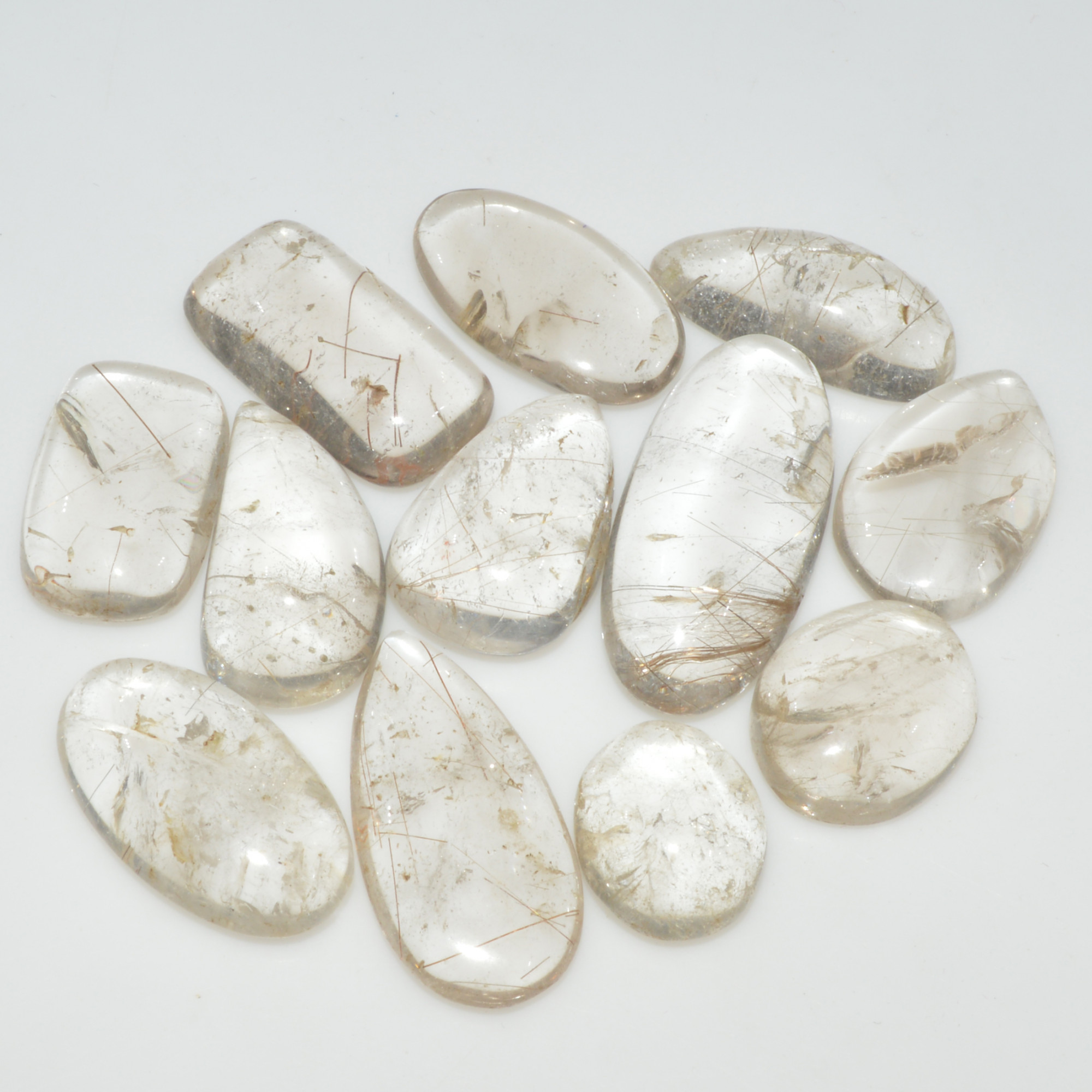 12 Pcs 174 Cts Natural Rutile Quartz Mixed Shape Cabochon Loose Gemstone Lot 29x12 14x10mm 3385