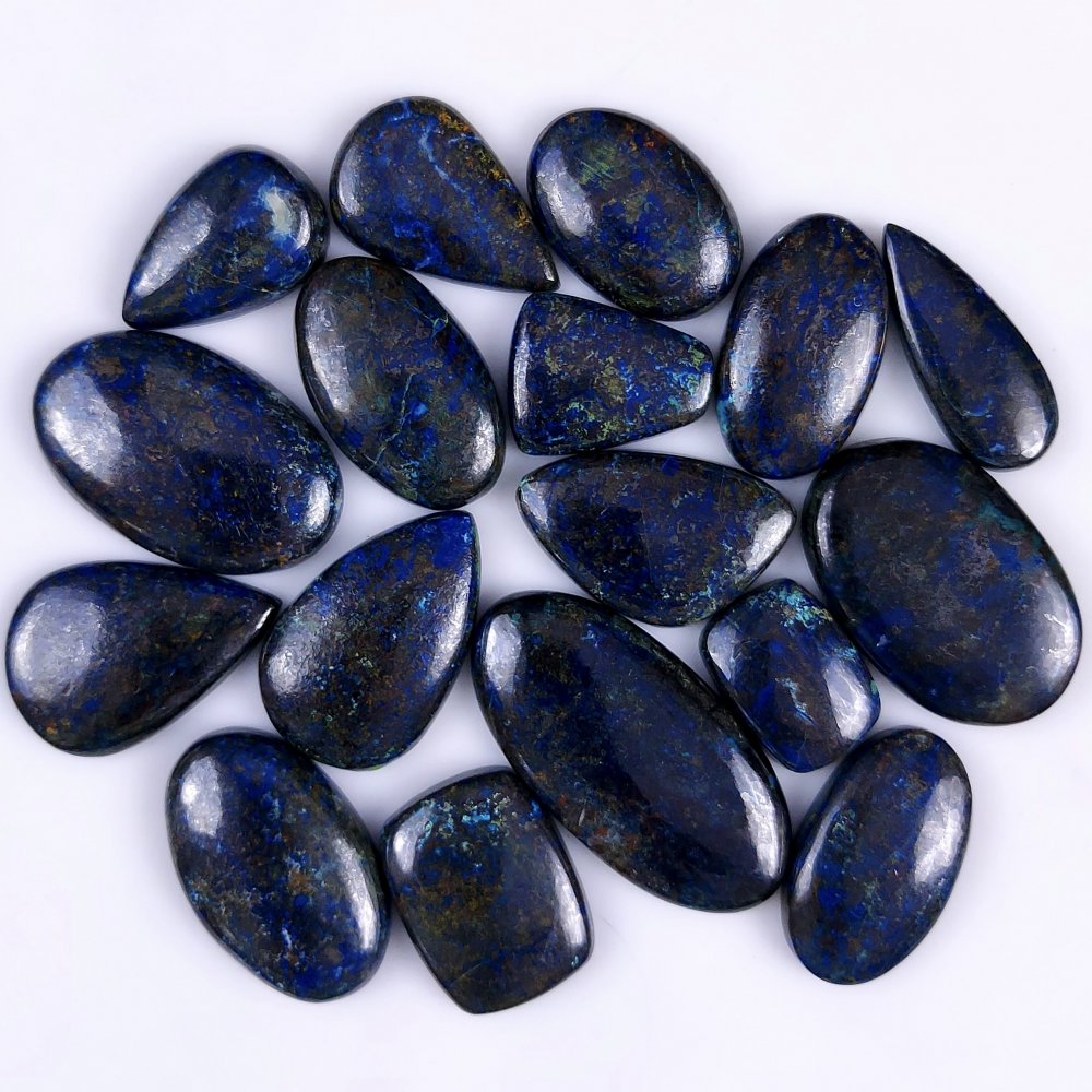 17Pcs 525Cts Natural Blue Azurite Gemstone Cabochon Lot Azurite Crystal Pendant Necklace Azurite Jewelry For Crystal Healing 40x18 16x12mm#G-339