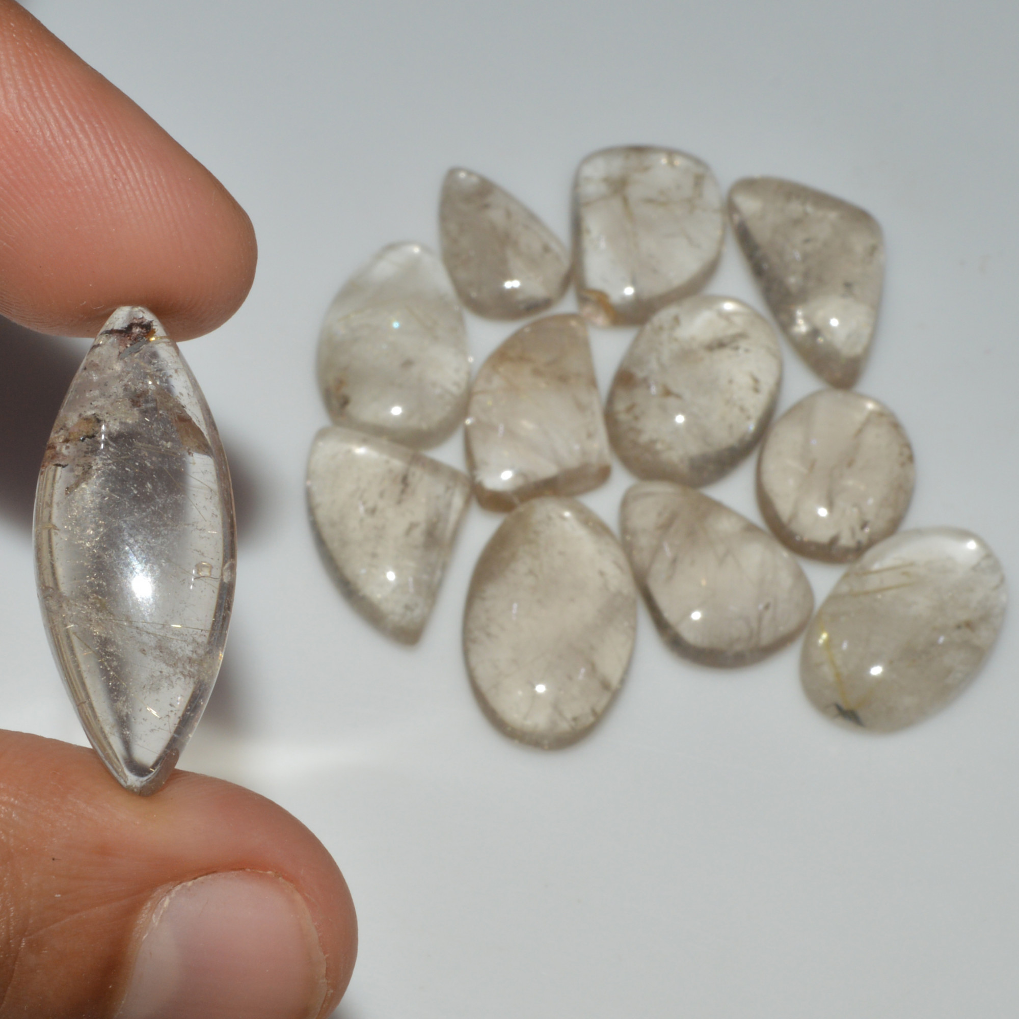 12 Pcs 162 Cts Natural Rutile Quartz Mixed Shape Cabochon Loose Gemstone Lot 30x10 15x10mm 3396