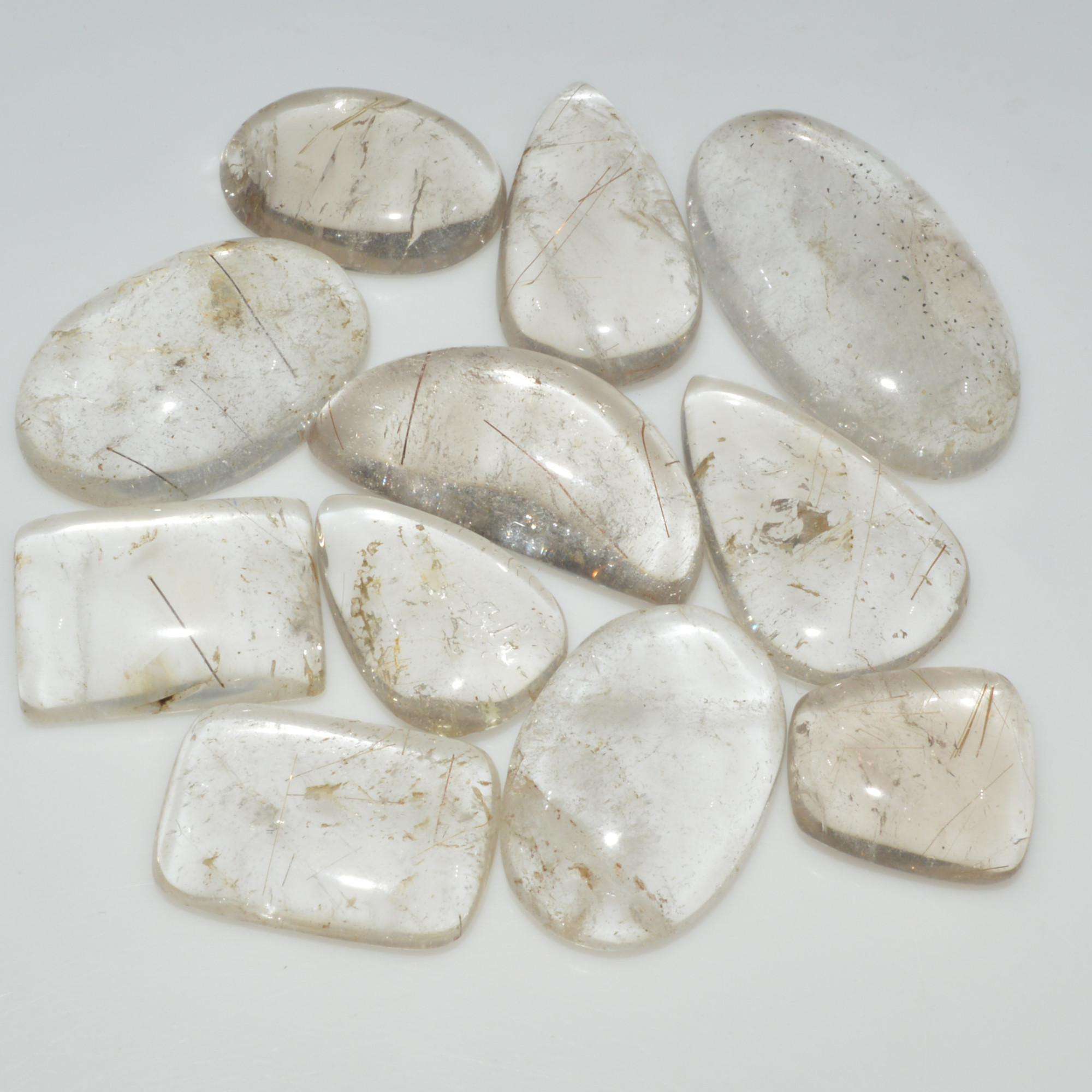 11 Pcs 261 Cts Natural Rutile Quartz Mixed Shape Cabochon Loose Gemstone Lot 34x19 15x14mm 3402
