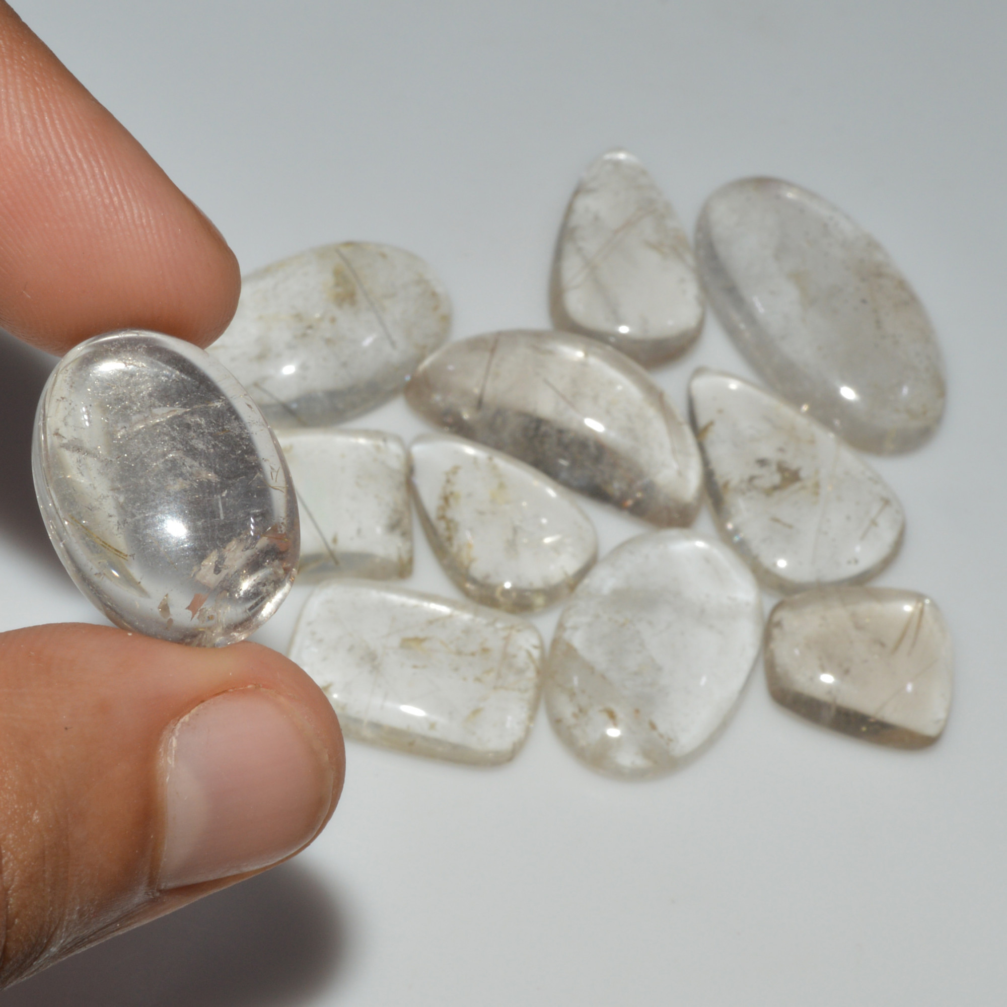 11 Pcs 261 Cts Natural Rutile Quartz Mixed Shape Cabochon Loose Gemstone Lot 34x19 15x14mm 3402