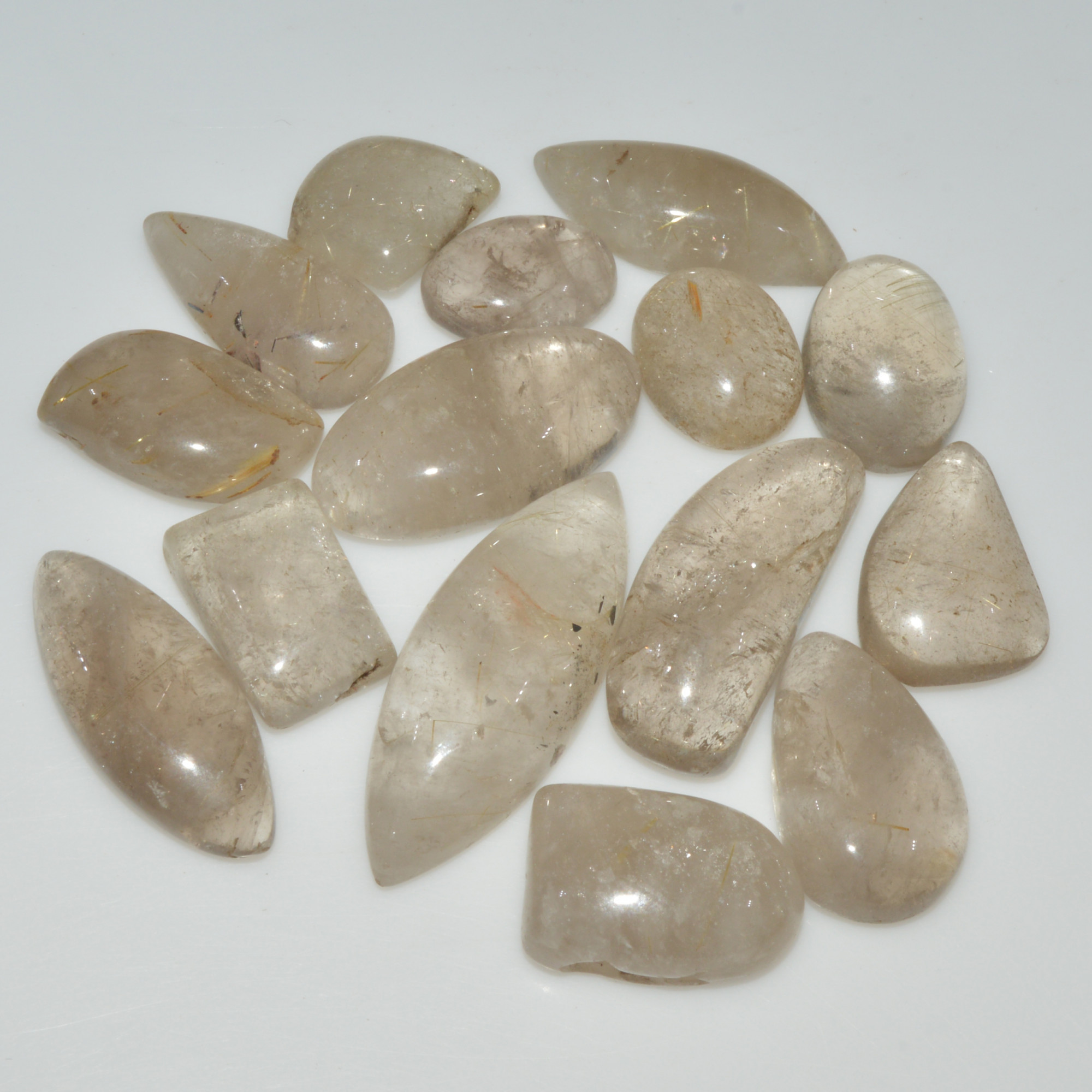 15 Pcs 211 Cts Natural Rutile Quartz Mixed Shape Cabochon Loose Gemstone Lot 35x12 14x10mm 3404