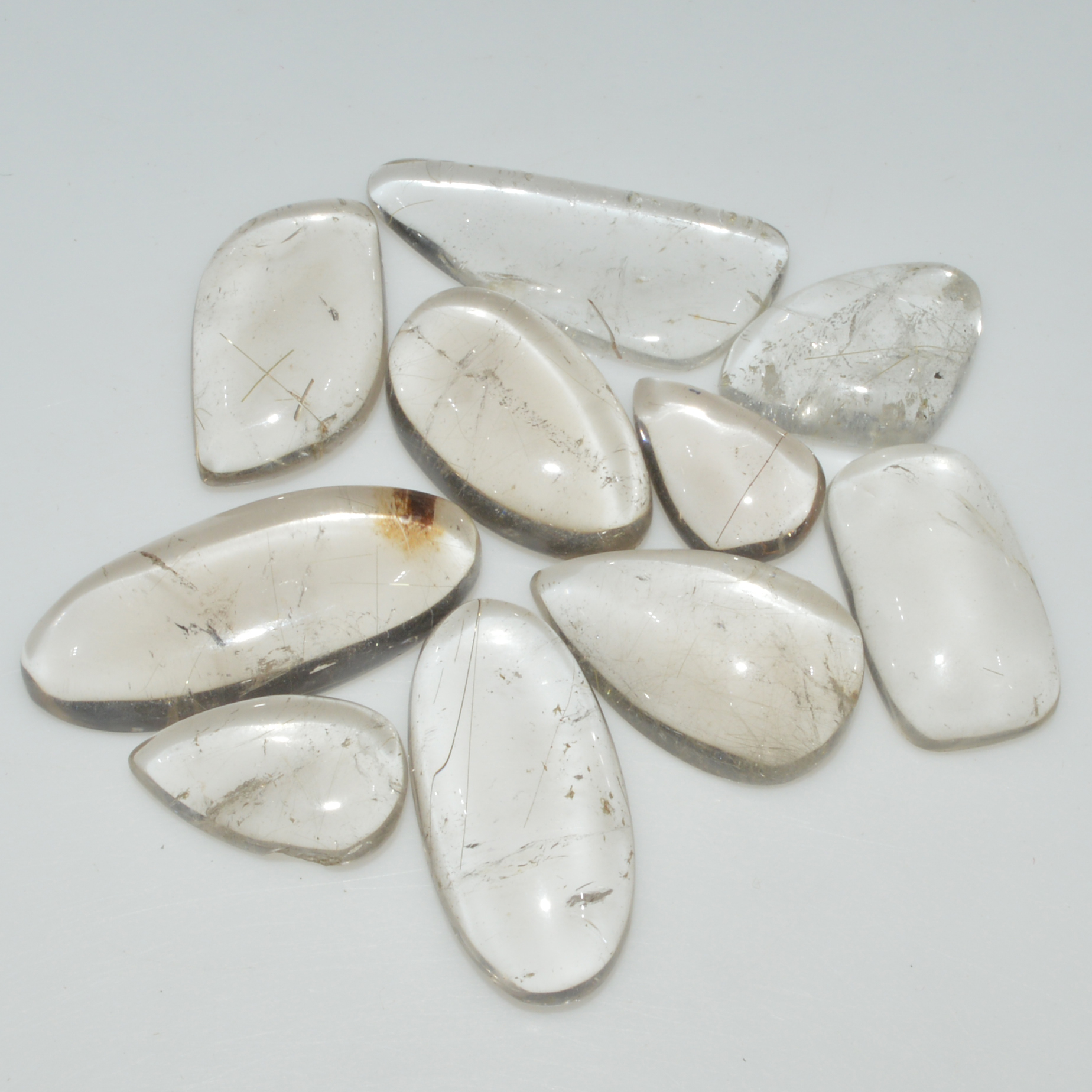 10 Pcs 126 Cts Natural Rutile Quartz Mixed Shape Cabochon Loose Gemstone Lot 28x10 14x9mm 3410