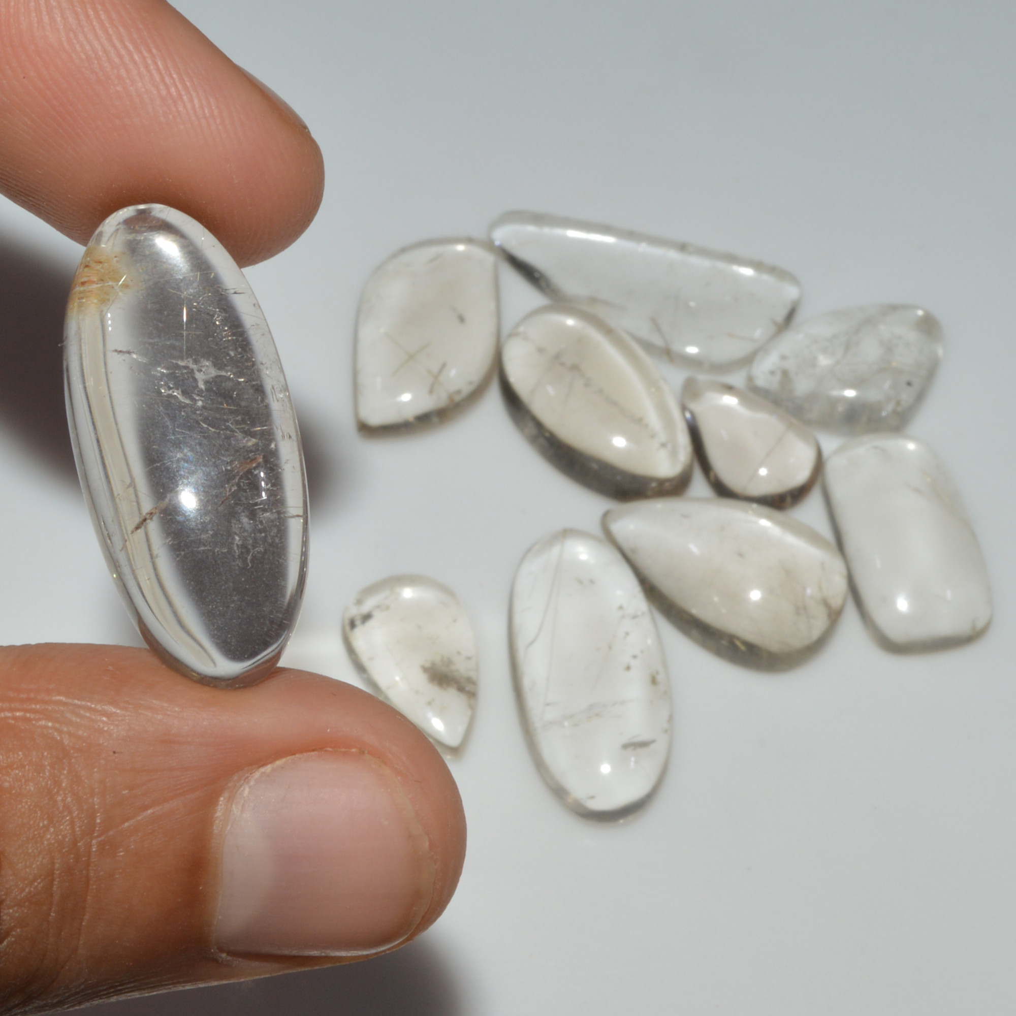 10 Pcs 126 Cts Natural Rutile Quartz Mixed Shape Cabochon Loose Gemstone Lot 28x10 14x9mm 3410