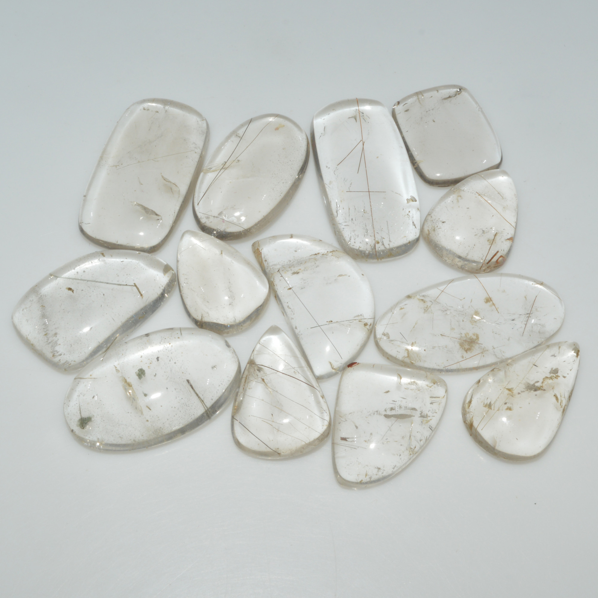 13 Pcs 312 Cts Natural Rutile Quartz Mixed Shape Cabochon Loose Gemstone Lot 30x14 20x13mm 3411
