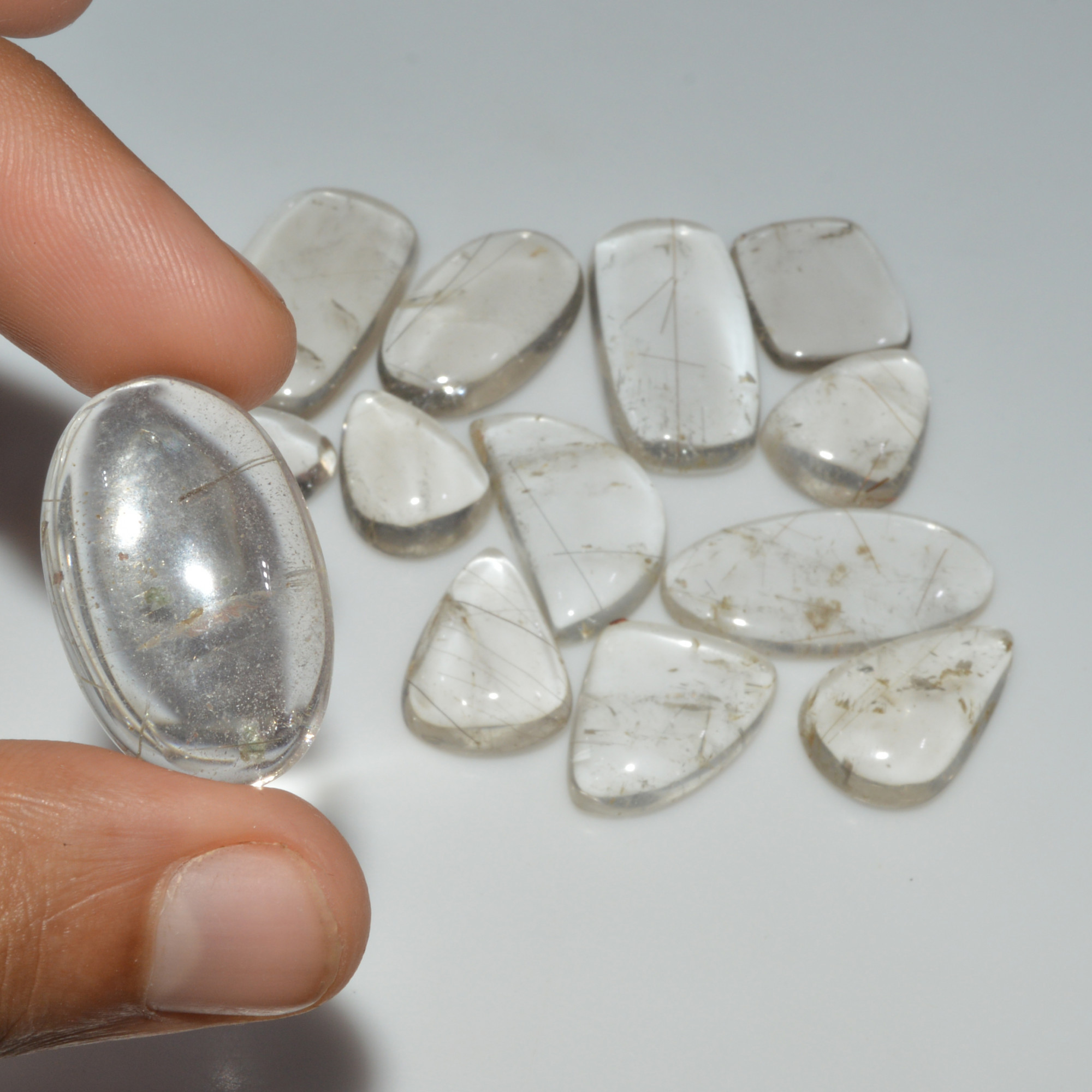 13 Pcs 312 Cts Natural Rutile Quartz Mixed Shape Cabochon Loose Gemstone Lot 30x14 20x13mm 3411