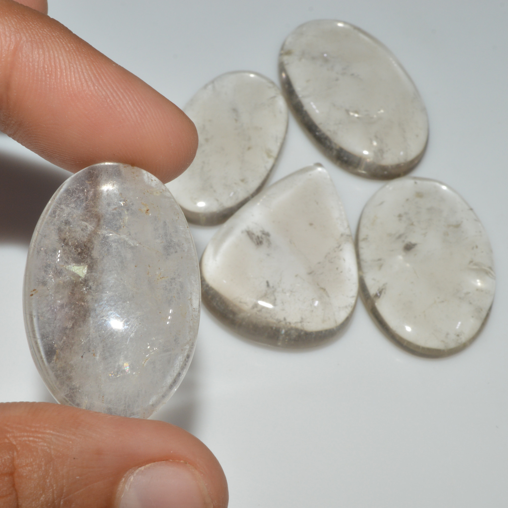 5 Pcs 294 Cts Natural Rutile Quartz Mixed Shape Cabochon Loose Gemstone Lot 38x25 35x20mm 3424