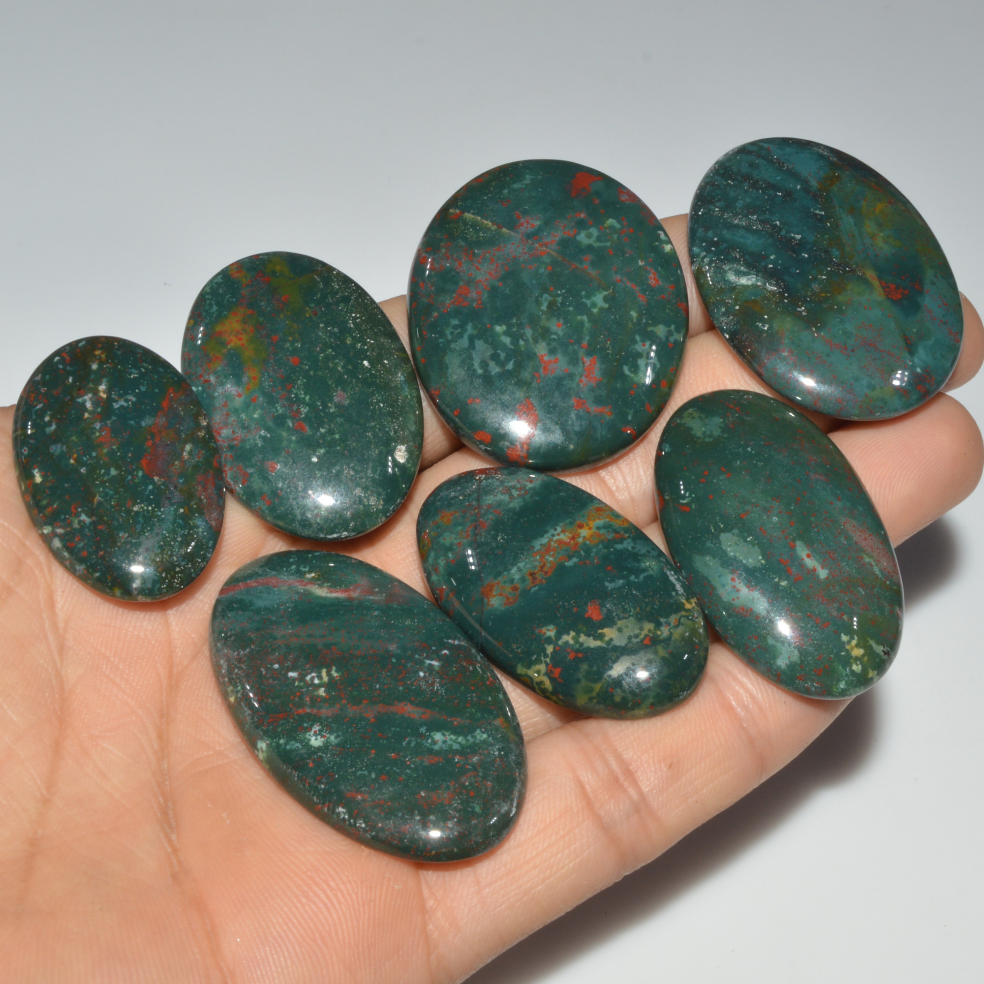 7 Pcs 374 Cts Natural Bloodstone Cabochon Mixed Shapes Gemstone Lot Handmade Craft Supplies For Jewelry Making 45x24 32x20mm 3453