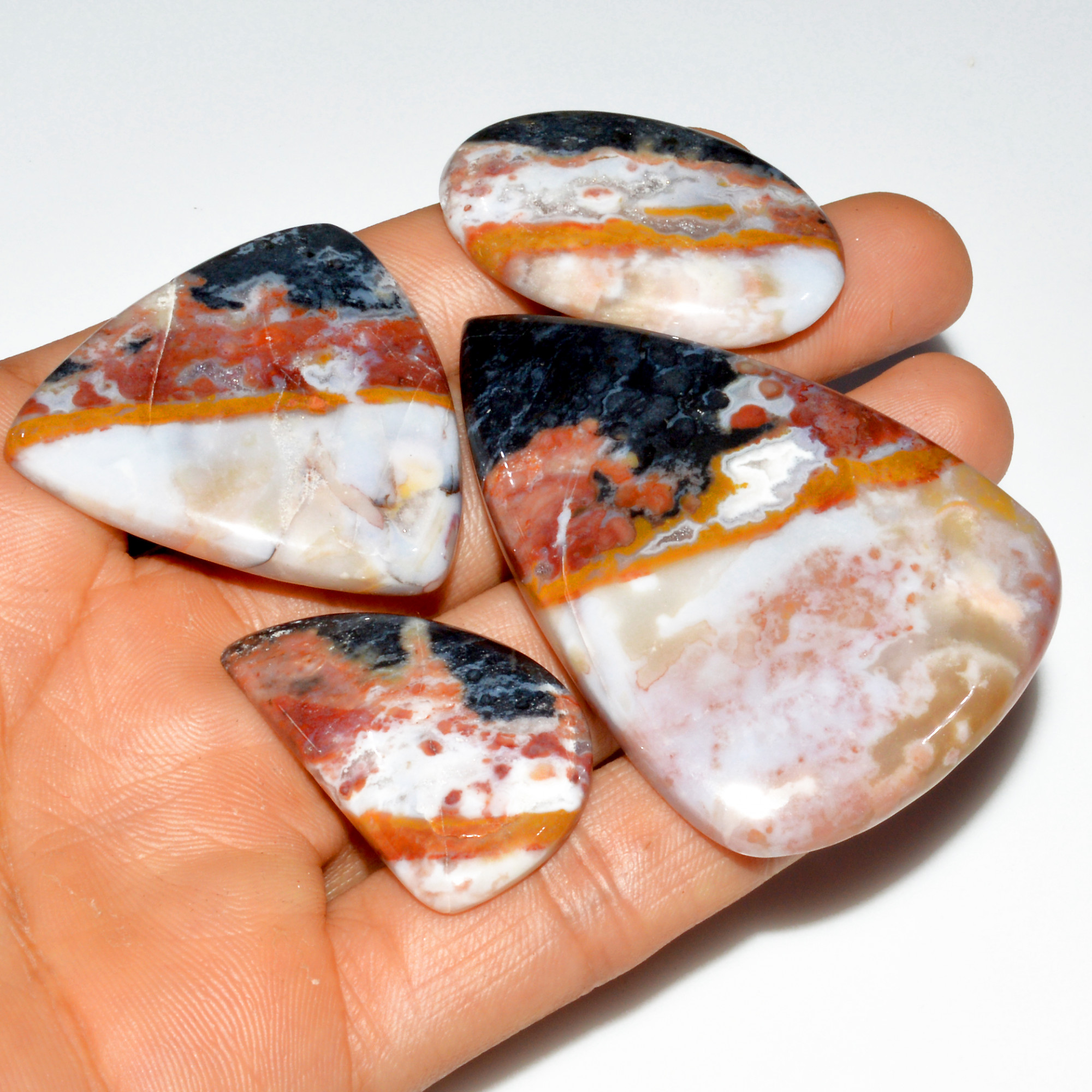 4 Pcs 333 Cts Natural Bloodstone Cabochon Mixed Shapes Gemstone Lot Handmade Craft Supplies For Jewelry Making 62x42 35x20mm 3500