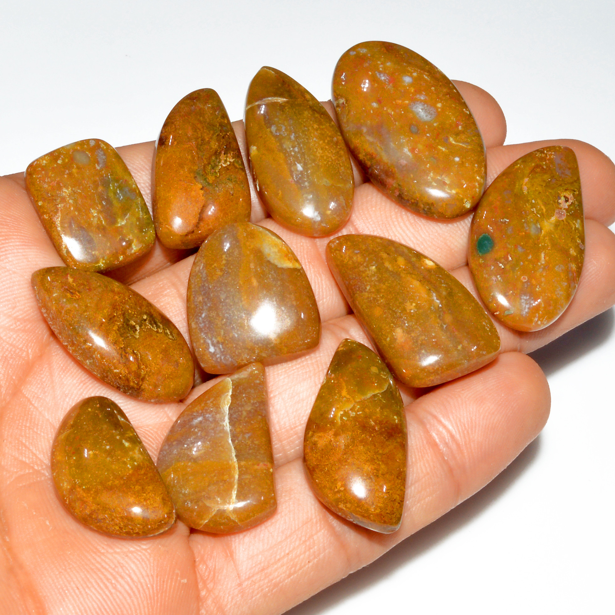 11 Pcs 261 Cts Natural Bloodstone Cabochon Mixed Shapes Gemstone Lot Handmade Craft Supplies For Jewelry Making 34x18 18x14mm 3511