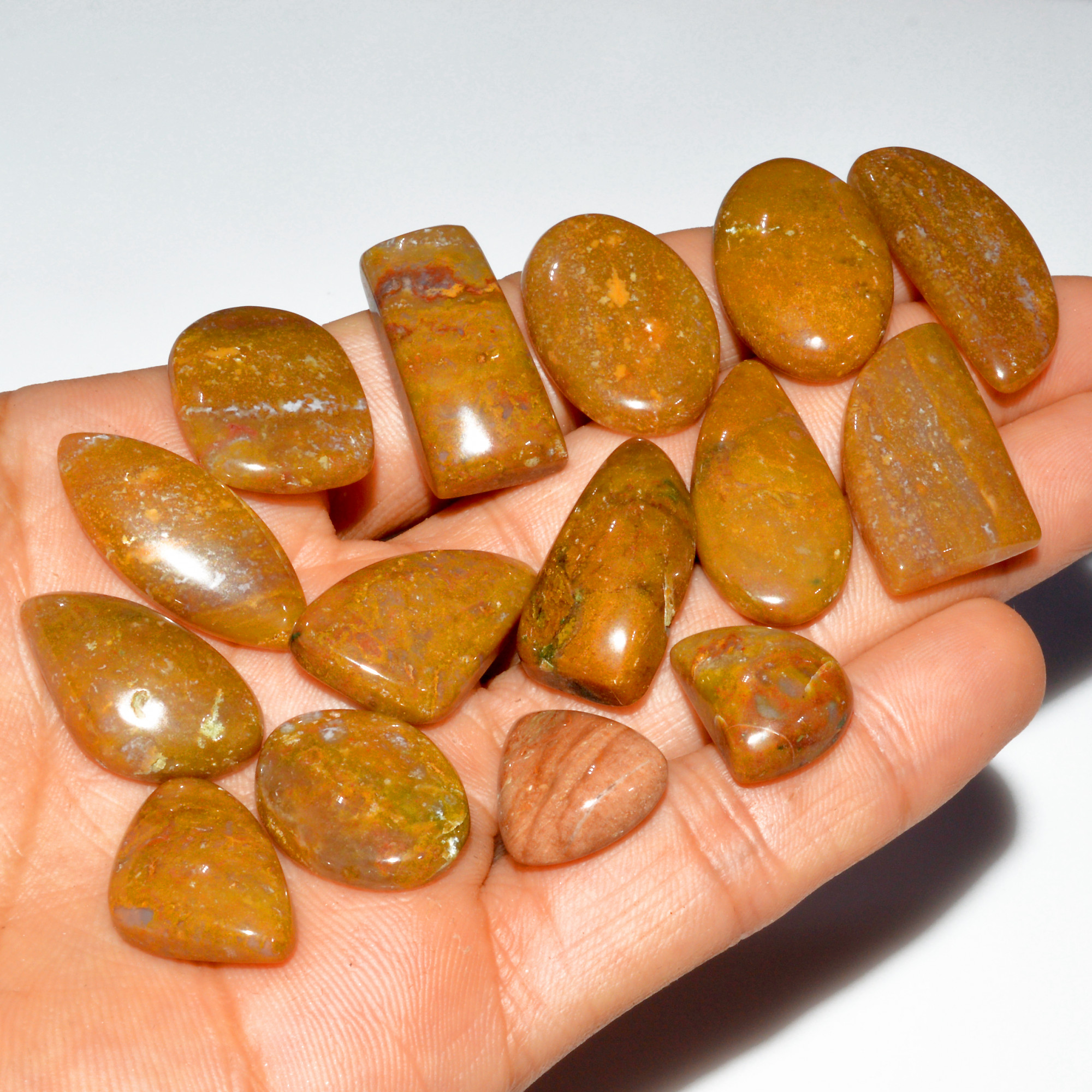 15 Pcs 274 Cts Natural Bloodstone Cabochon Mixed Shapes Gemstone Lot Handmade Craft Supplies For Jewelry Making 30x14 15x10mm 3513
