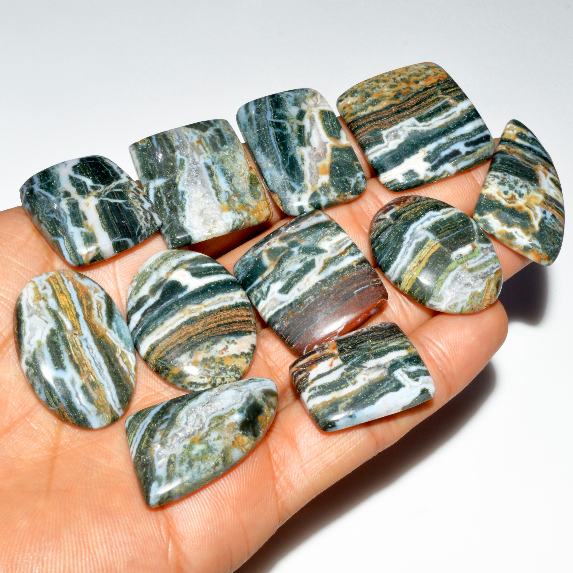 11 Pcs 387 Cts Natural Bloodstone Cabochon Mixed Shapes Gemstone Lot Handmade Craft Supplies For Jewelry Making 30x22 28x18mm 3514