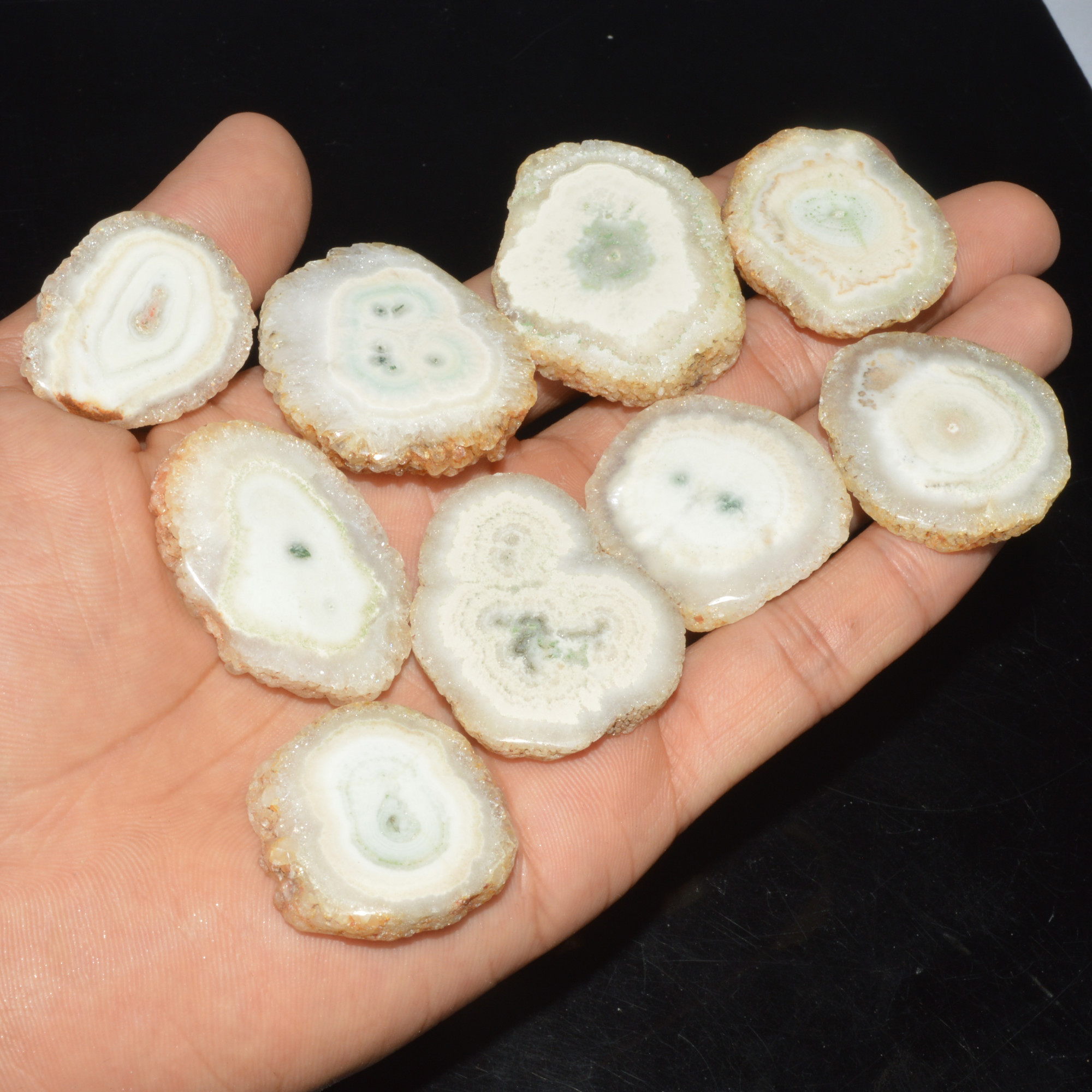 9 Pcs 553 Cts Natural Solar Quartz Druzy Loose Handmade Healing Crystal Gemstone 40x28 30x25mm 3517