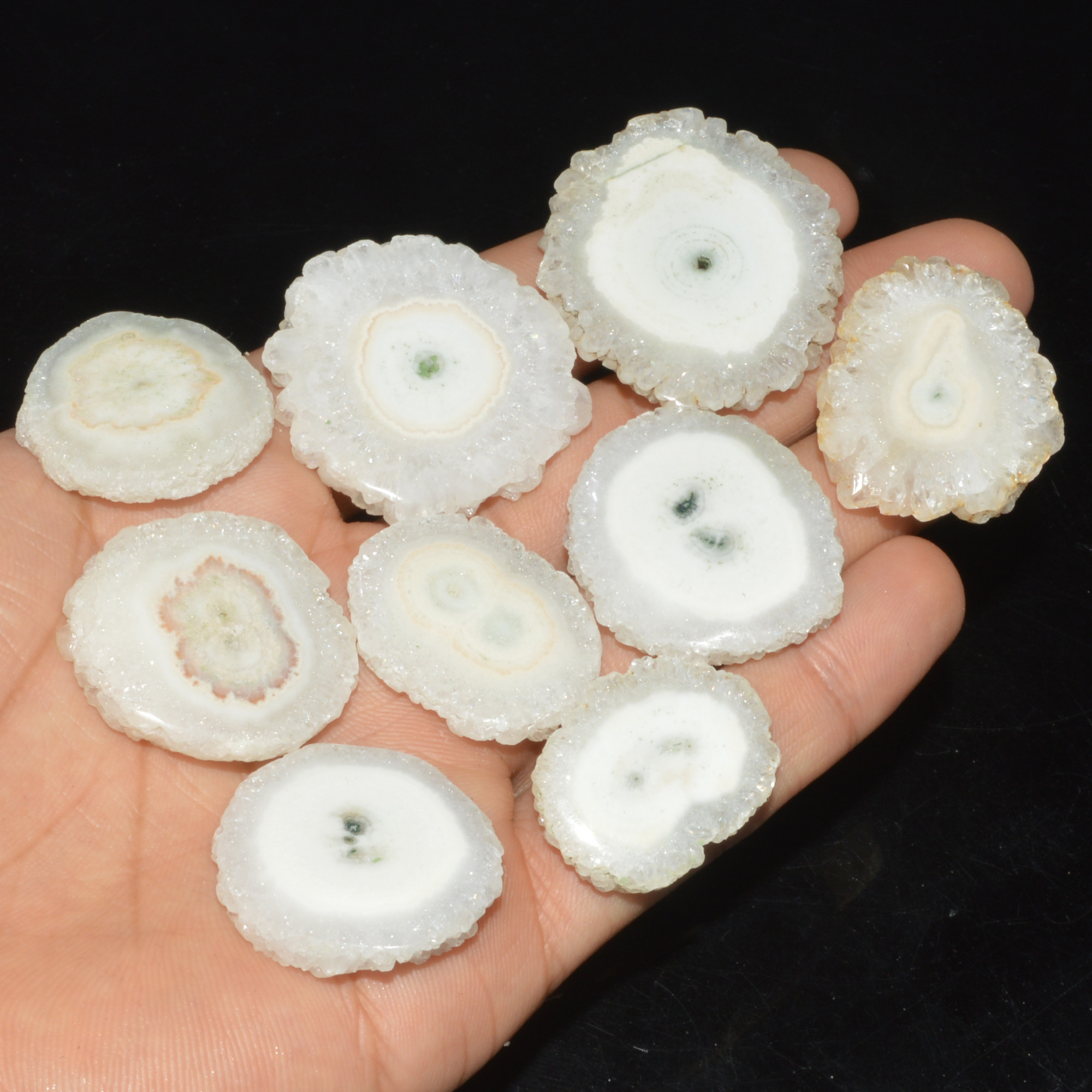 9 Pcs 414 Cts Natural Solar Quartz Druzy Loose Handmade Healing Crystal Gemstone 38x34 25x19mm 3518