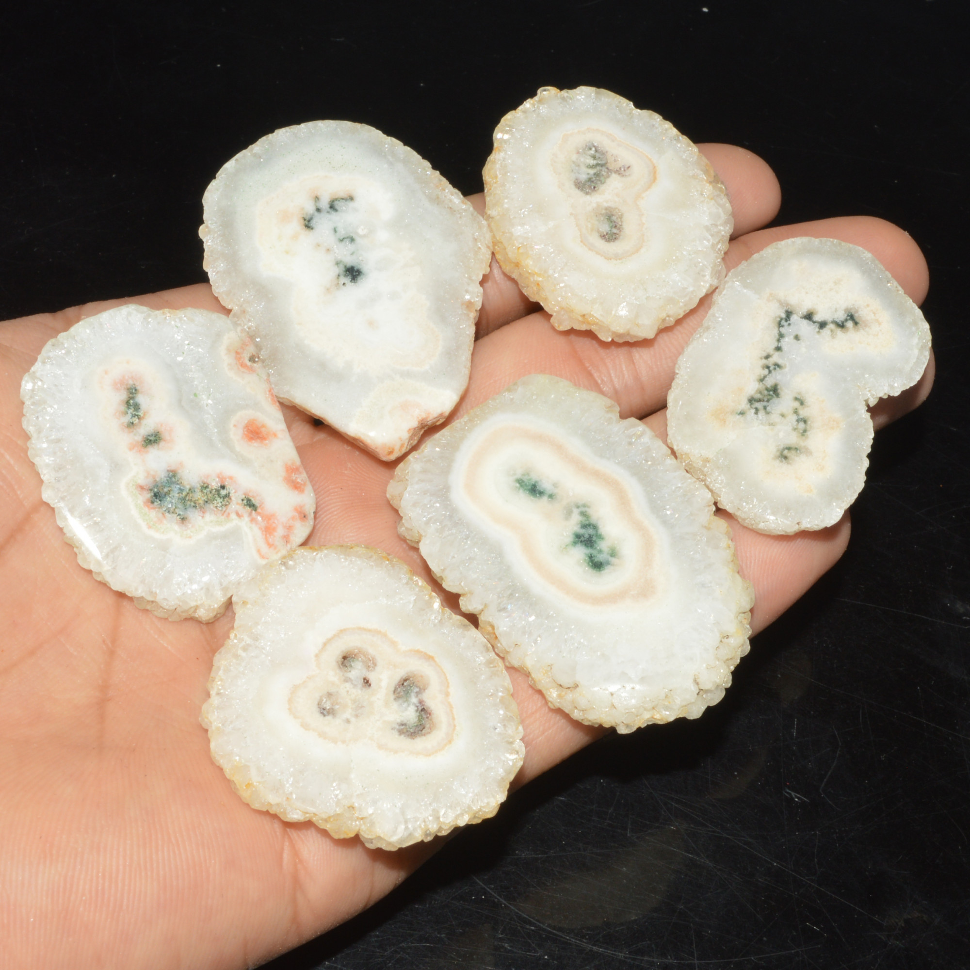 6 Pcs 497 Cts Natural Solar Quartz Druzy Loose Handmade Healing Crystal Gemstone 49x32 39x30mm 3521