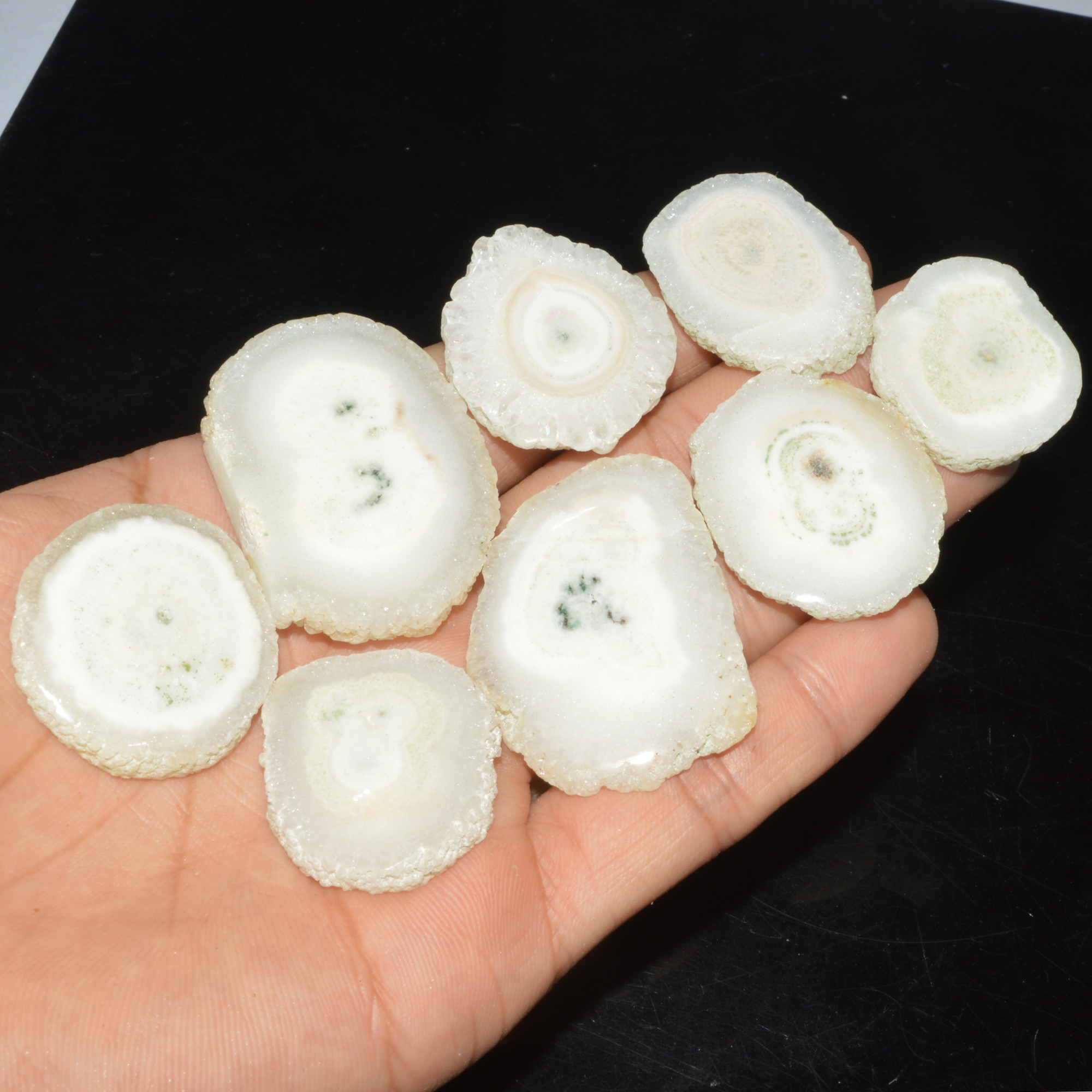 8 Pcs 440 Cts Natural Solar Quartz Druzy Loose Handmade Healing Crystal Gemstone 44x30 26x24mm 3522