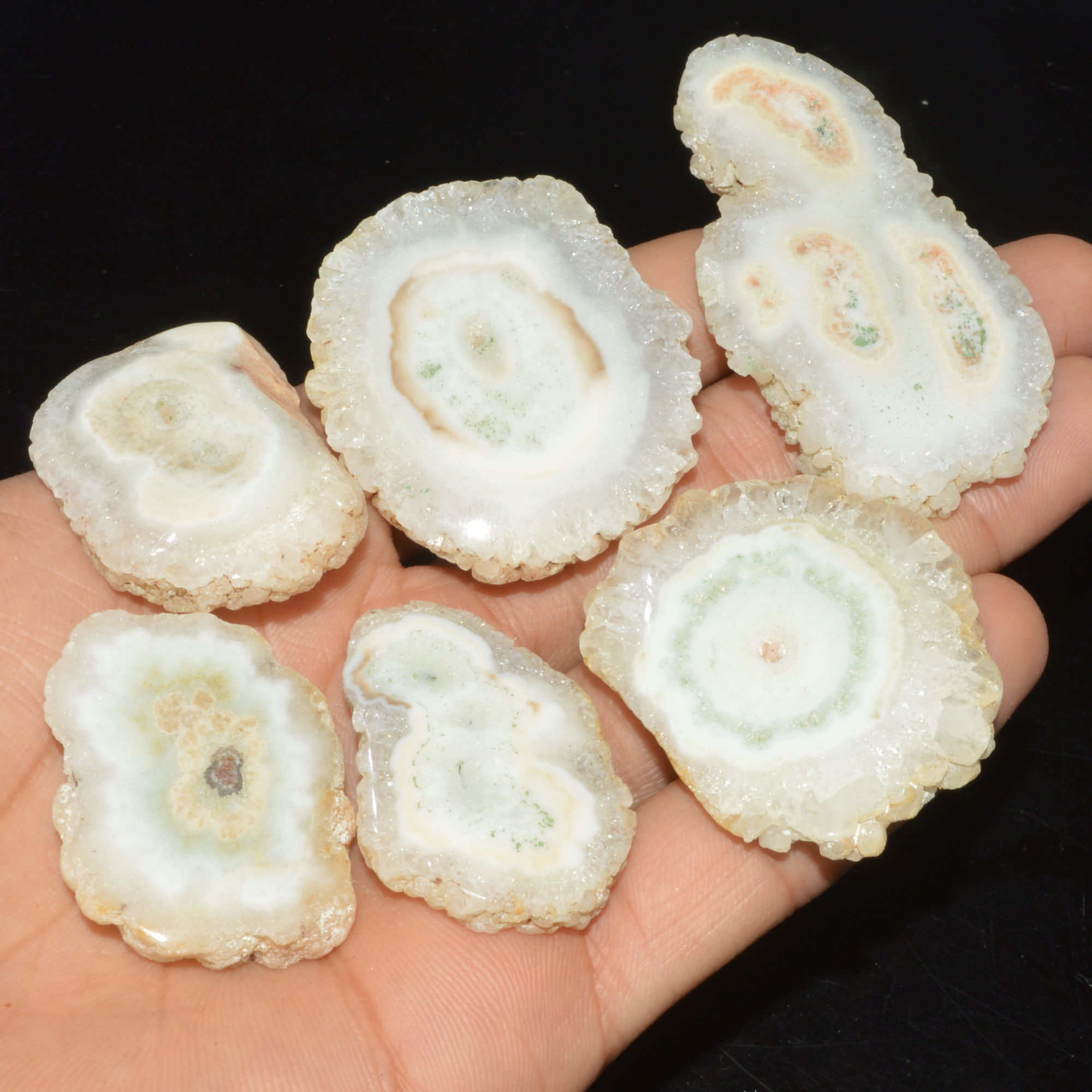 6 Pcs 512 Cts Natural Solar Quartz Druzy Loose Handmade Healing Crystal Gemstone 60x30 33x26mm 3523