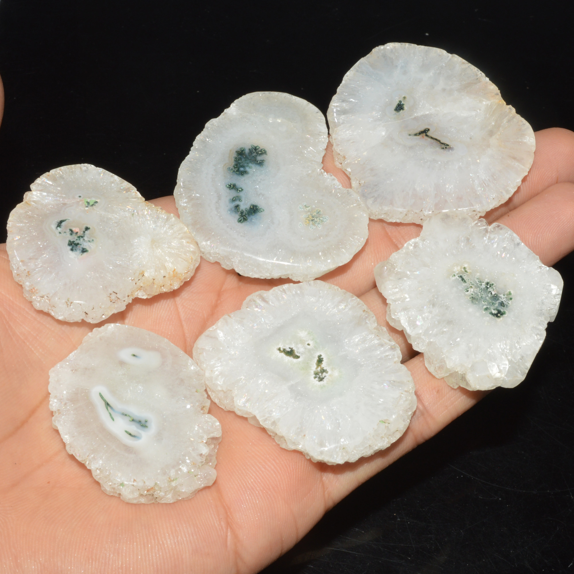 6 Pcs 675 Cts Natural Solar Quartz Druzy Loose Handmade Healing Crystal Gemstone 50x40 38x34mm 3525