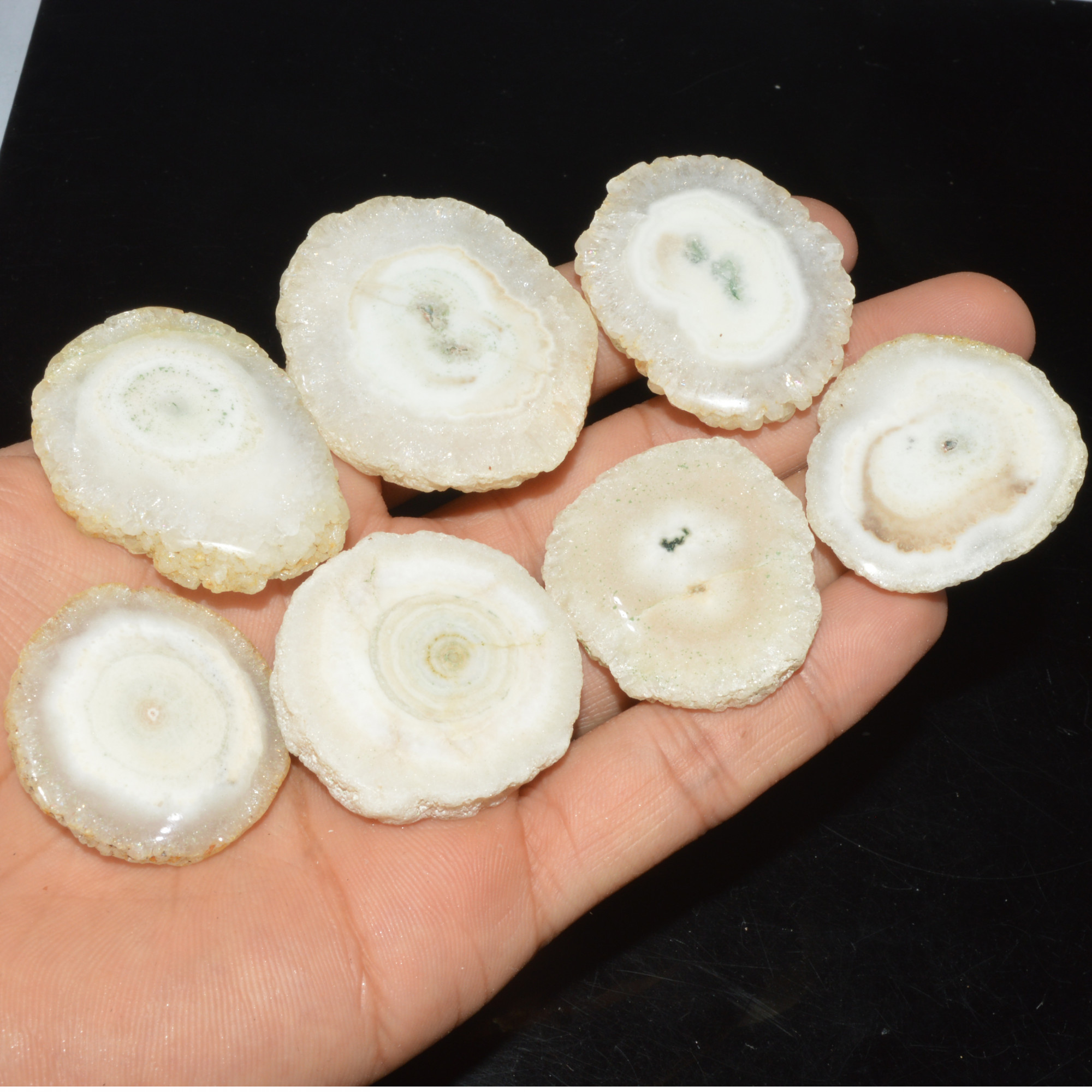 7 Pcs 557 Cts Natural Solar Quartz Druzy Loose Handmade Healing Crystal Gemstone 48x35 31x31mm 3527