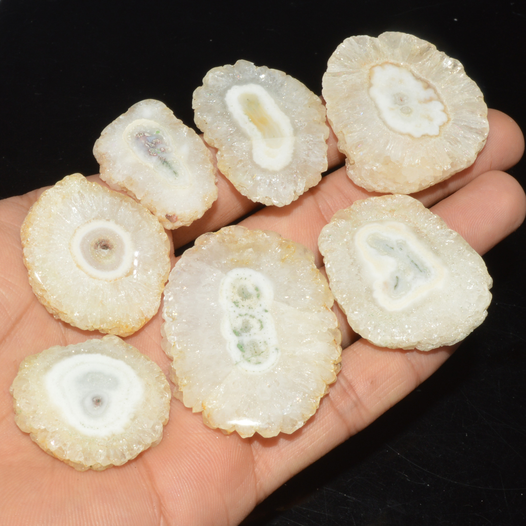 7 Pcs 521 Cts Natural Solar Quartz Druzy Loose Handmade Healing Crystal Gemstone 48x34 32x20mm 3528