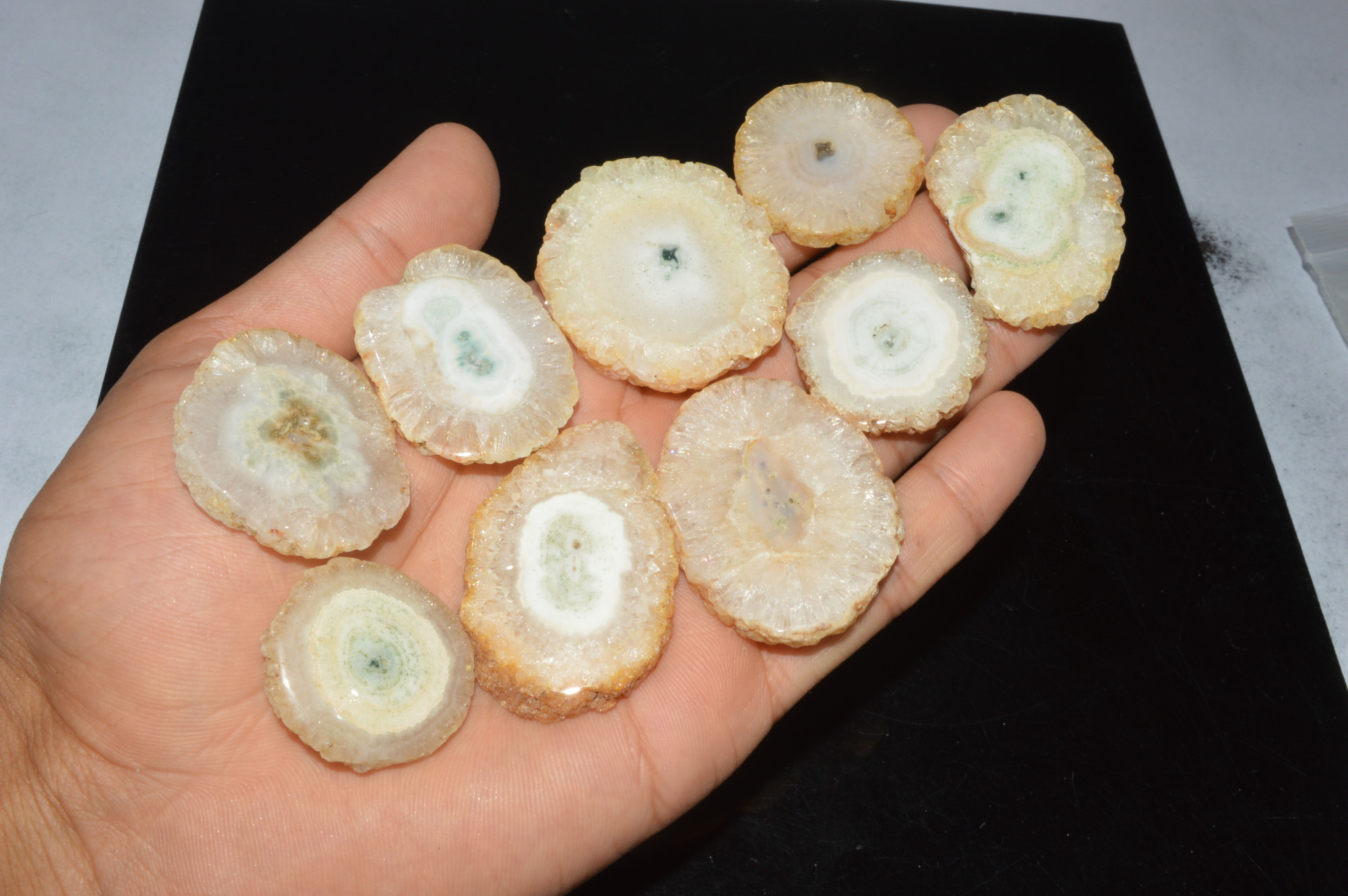 9 Pcs 661 Cts Natural Solar Quartz Druzy Loose Handmade Healing Crystal Gemstone 45x30 29x27mm 3529