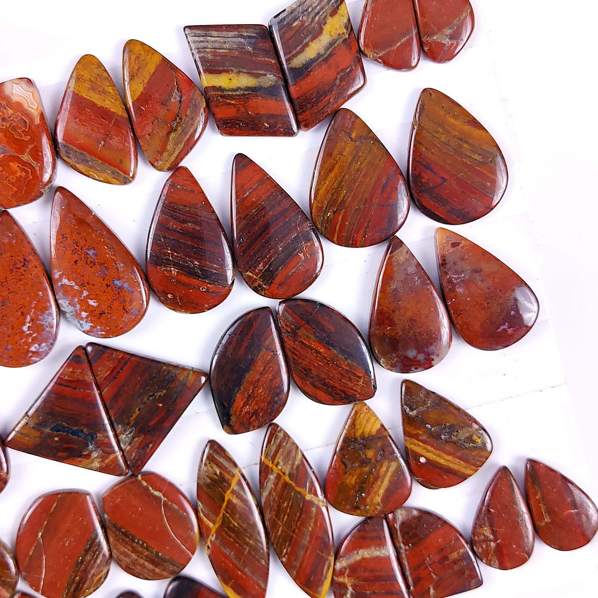 21Pair 380Cts Natural Iron Tiger Eye Gemstone Smooth Cabochon Pair Loose Gemstone For Jewelry Making Lot 34x11 17x14mm#G-353