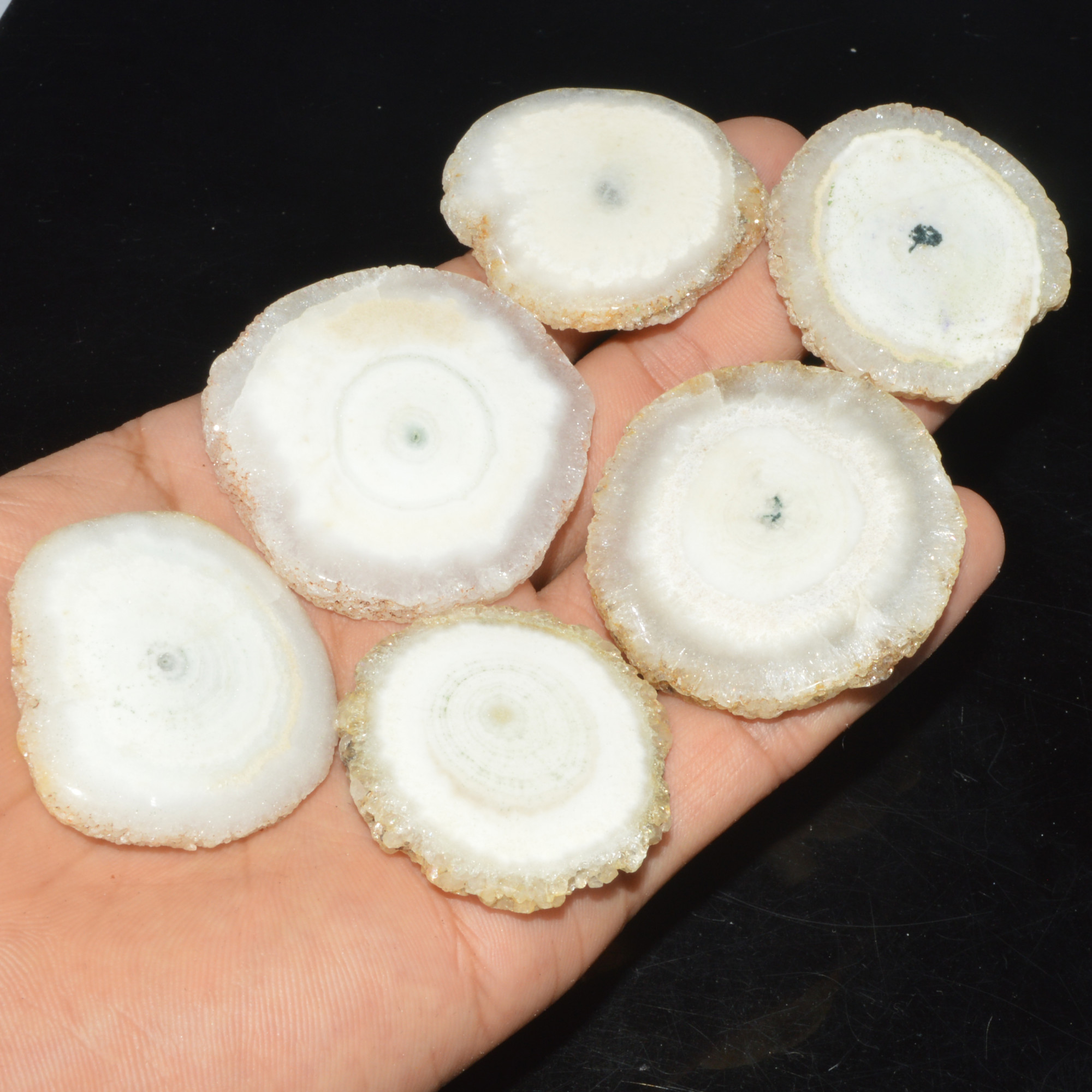 6 Pcs 592 Cts Natural Solar Quartz Druzy Loose Handmade Healing Crystal Gemstone 45x42 39x35mm 3535