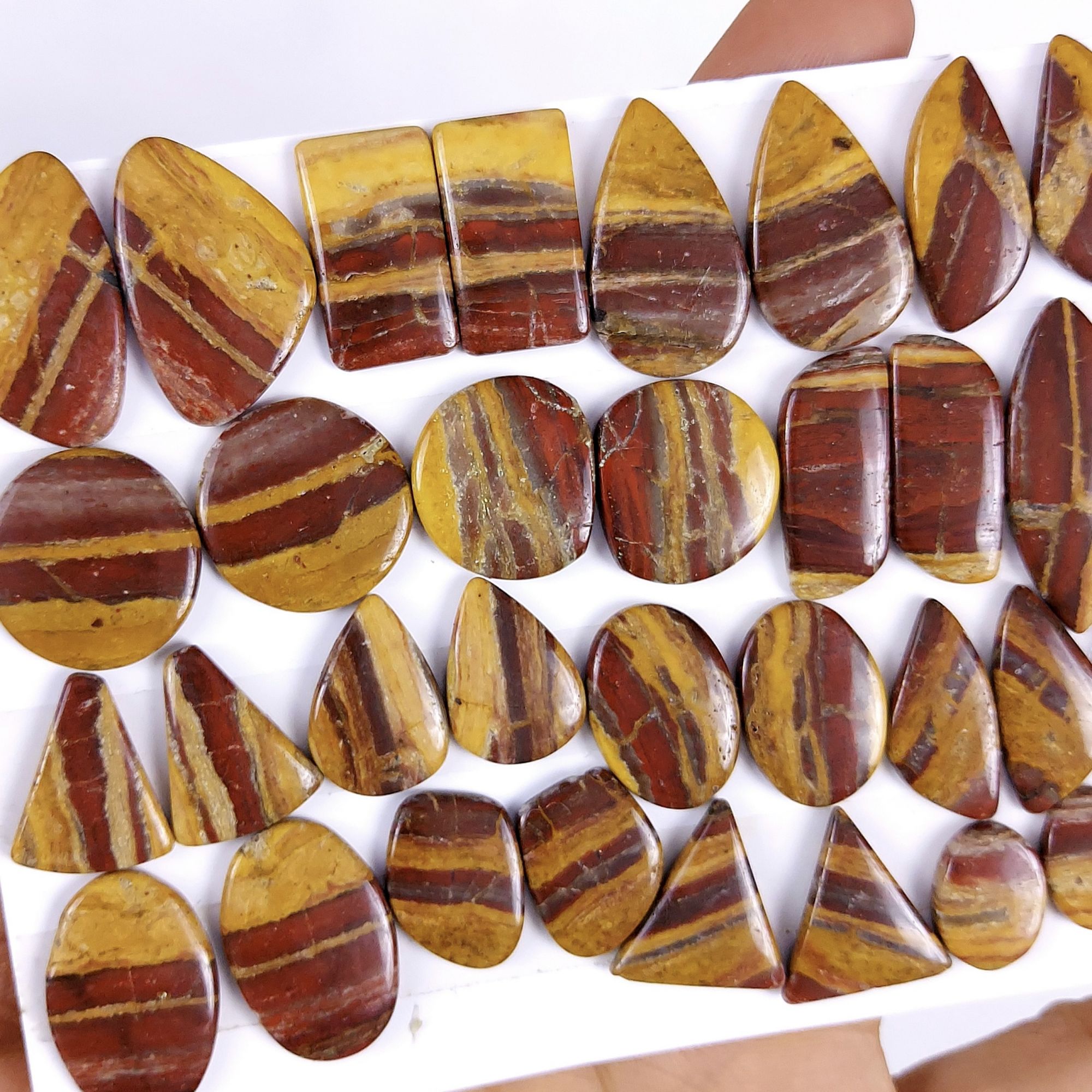 23Pair 320Cts Natural Iron Tiger Eye Gemstone Smooth Cabochon Pair Loose Gemstone For Jewelry Making Lot 32x13 15x10mm#G-354