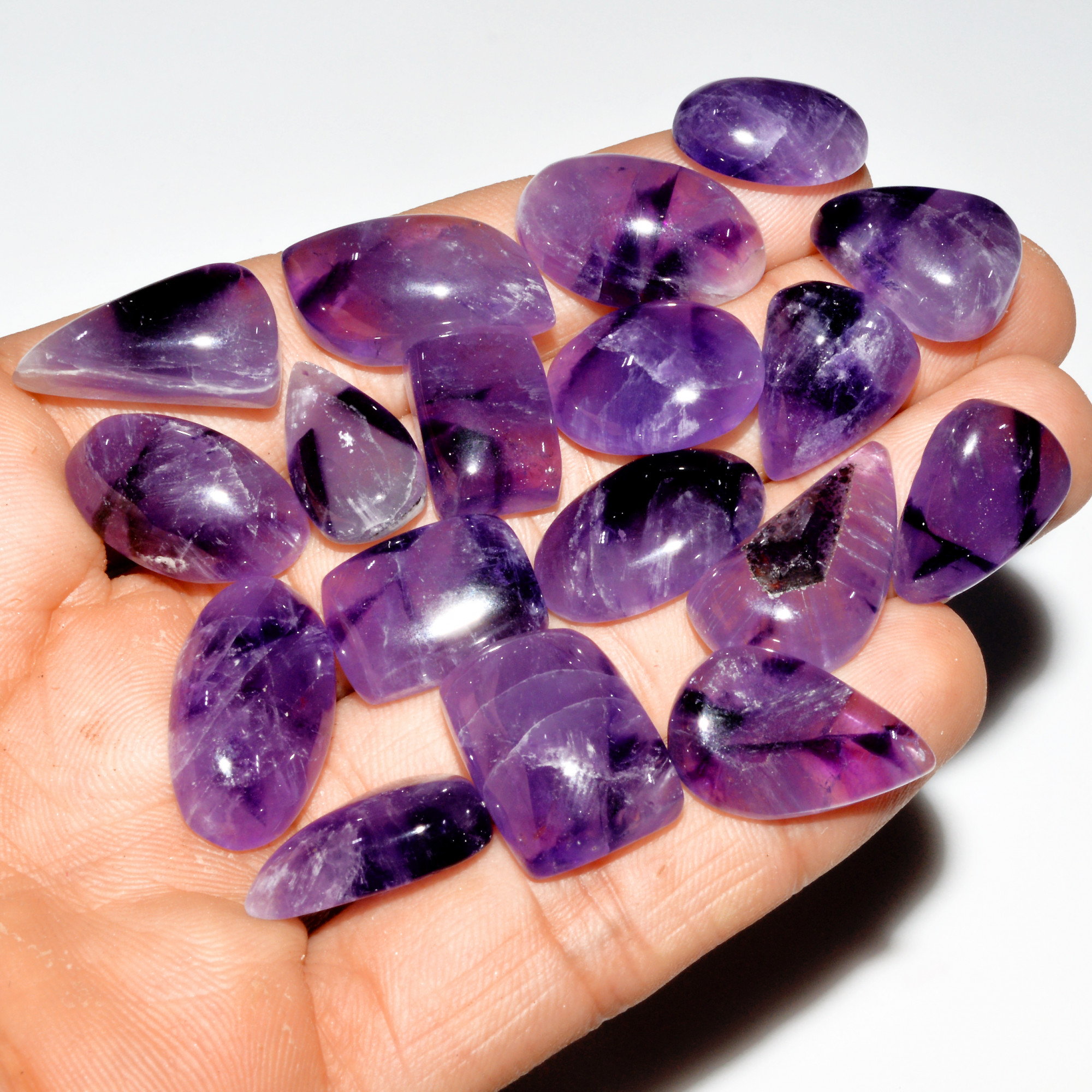 18 Pcs 234 Cts Natural Purple Amethyst Cabochon Loose Gemstone Lot Jewelry Making Healing Crystal 22x10 14x9mm 3540