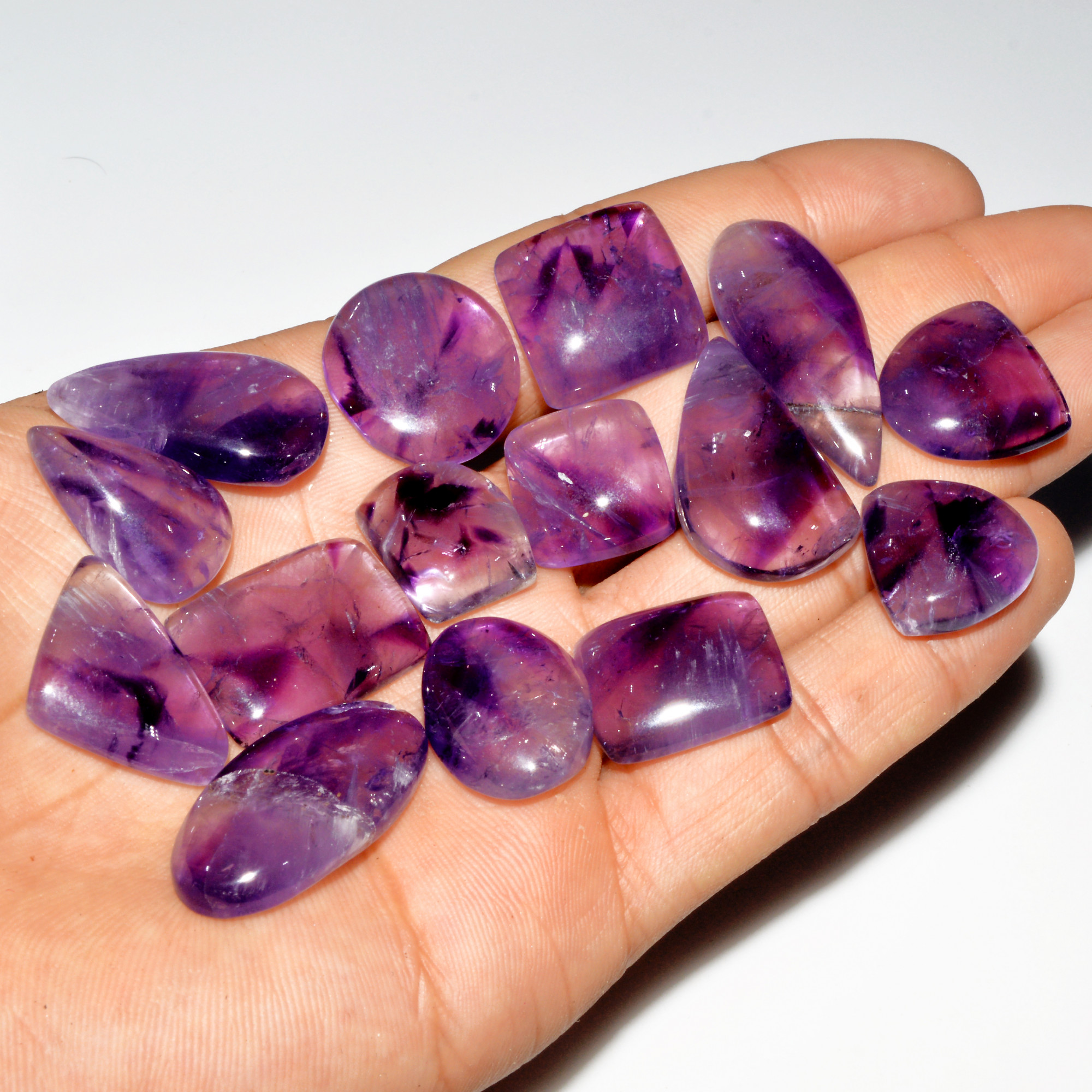 15 Pcs 313 Cts Natural Purple Amethyst Cabochon Loose Gemstone Lot Jewelry Making Healing Crystal 34x14 15x13mm 3543