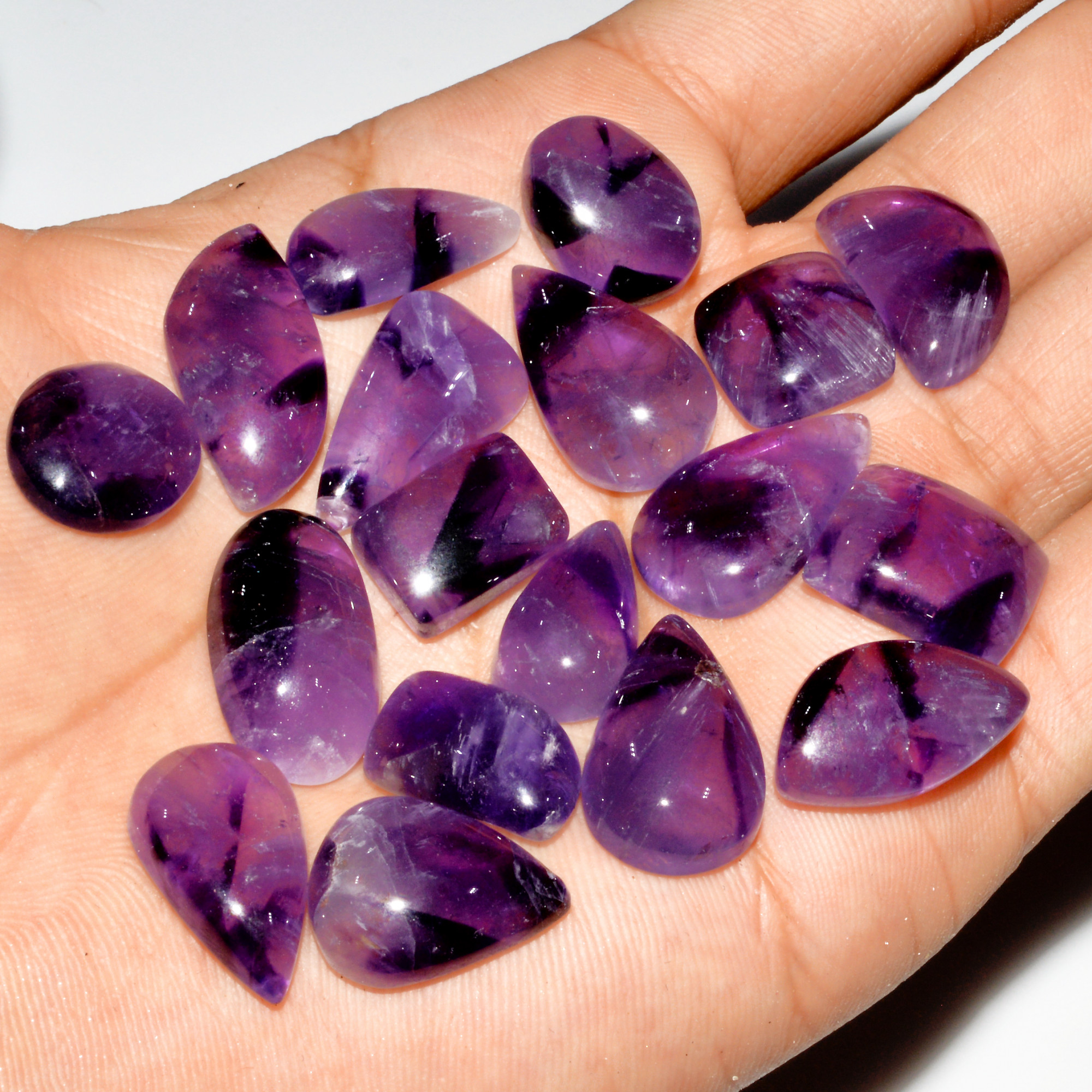 18 Pcs 216 Cts Natural Purple Amethyst Cabochon Loose Gemstone Lot Jewelry Making Healing Crystal 20x10 14x13mm 3547