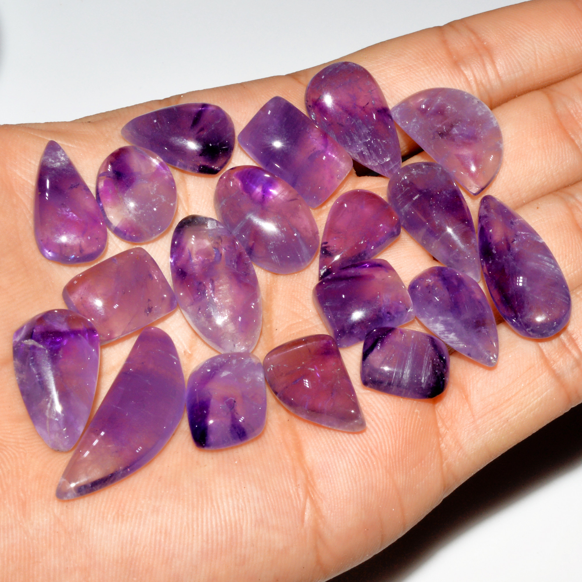 18 Pcs 250 Cts Natural Purple Amethyst Cabochon Loose Gemstone Lot Jewelry Making Healing Crystal 33x10 13x9mm 3557