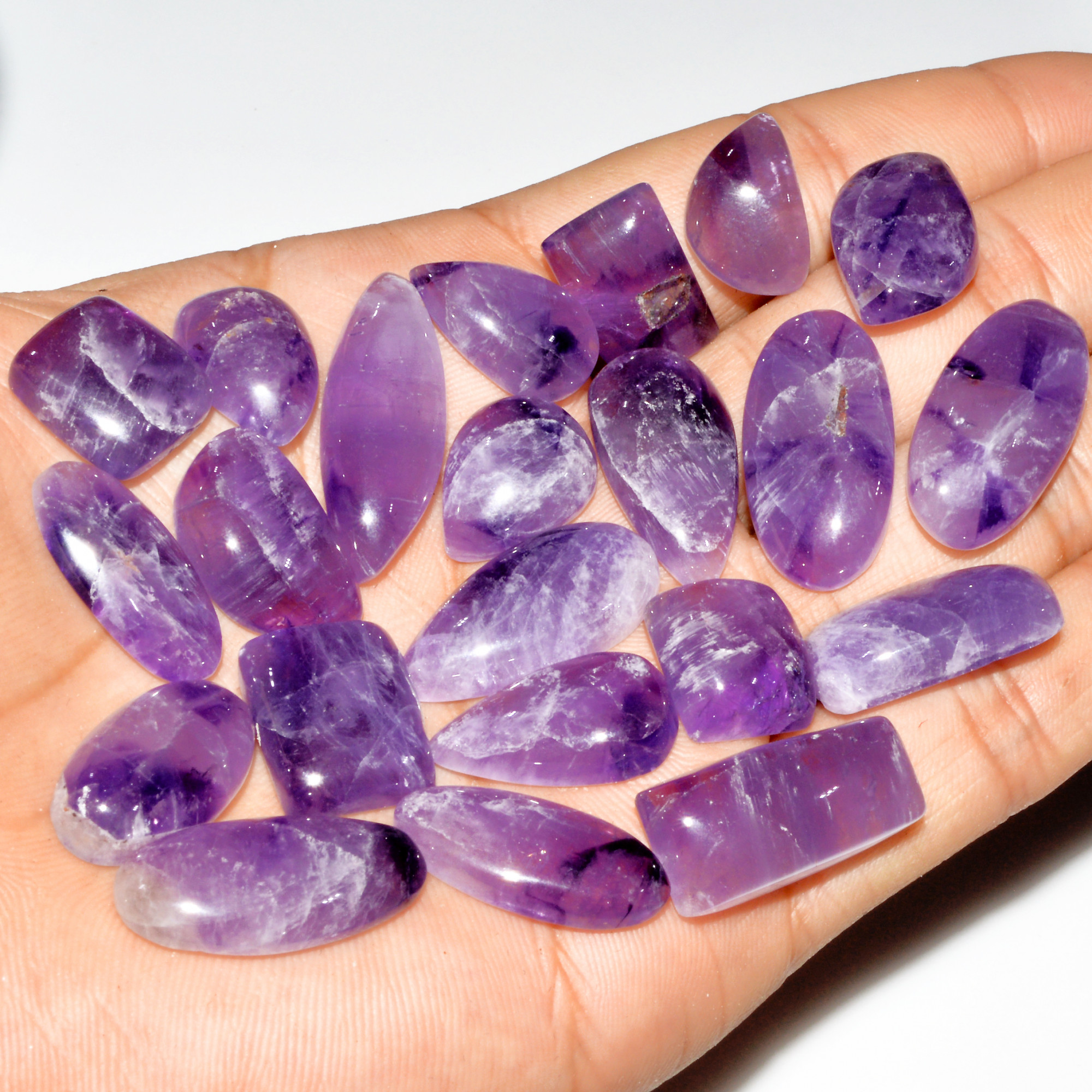 22 Pcs 294 Cts Natural Purple Amethyst Cabochon Loose Gemstone Lot Jewelry Making Healing Crystal 29x10 14x11mm 3559