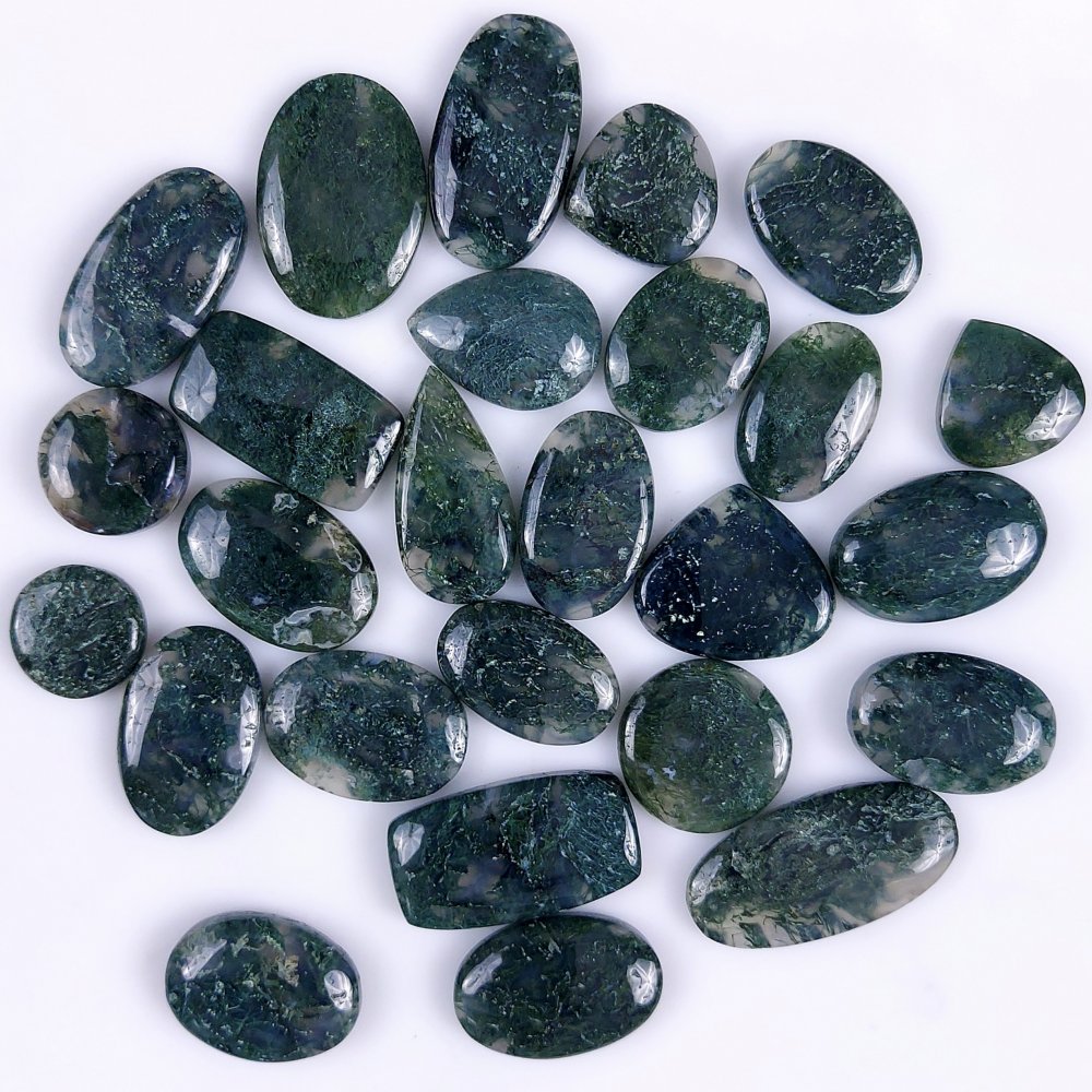26Pcs 320Cts Natural Green Moss Agate Cabochon Lots Mixed Shapes And Sizes Moss Agate loose gemstone Cabochon Wholesale Lot 26x12 14x14 mm#G-356