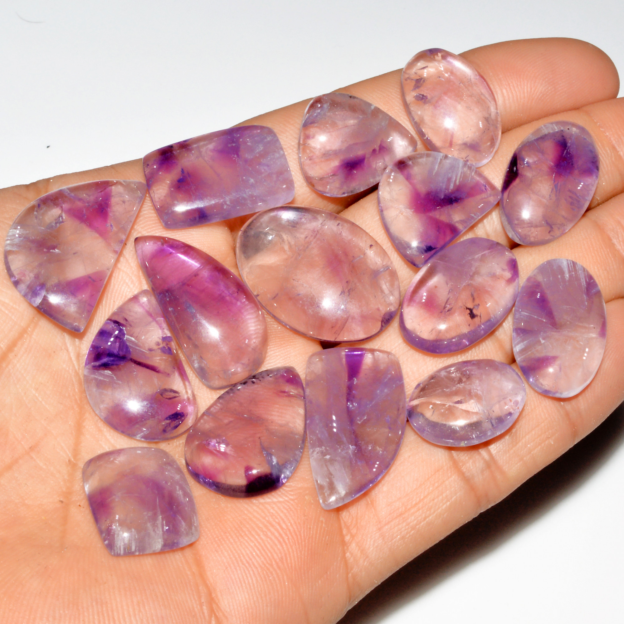 15 Pcs 245 Cts Natural Purple Amethyst Cabochon Loose Gemstone Lot Jewelry Making Healing Crystal 27x19 16x12mm 3571
