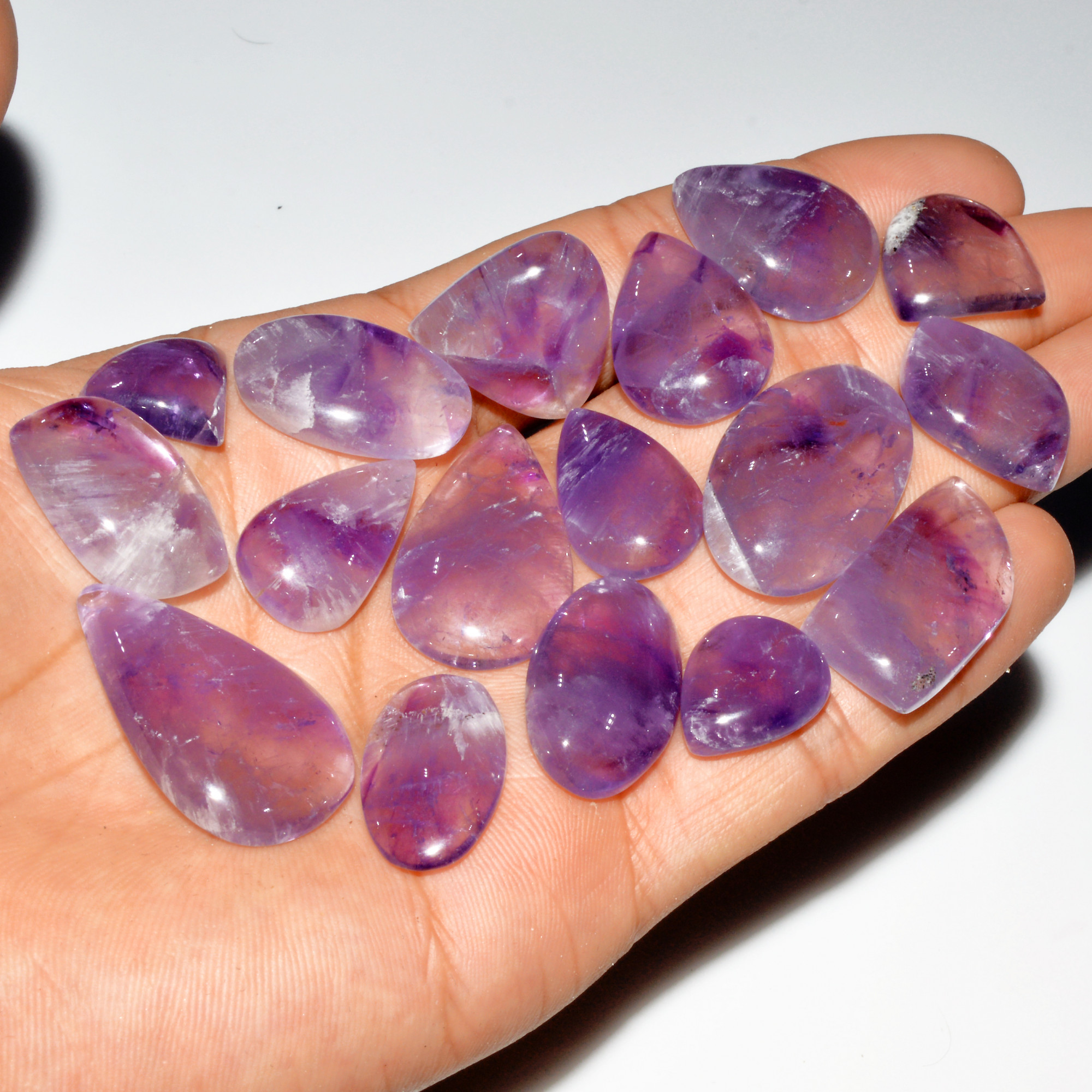 17 Pcs 337 Cts Natural Purple Amethyst Cabochon Loose Gemstone Lot Jewelry Making Healing Crystal 32x19 15x13mm 3573