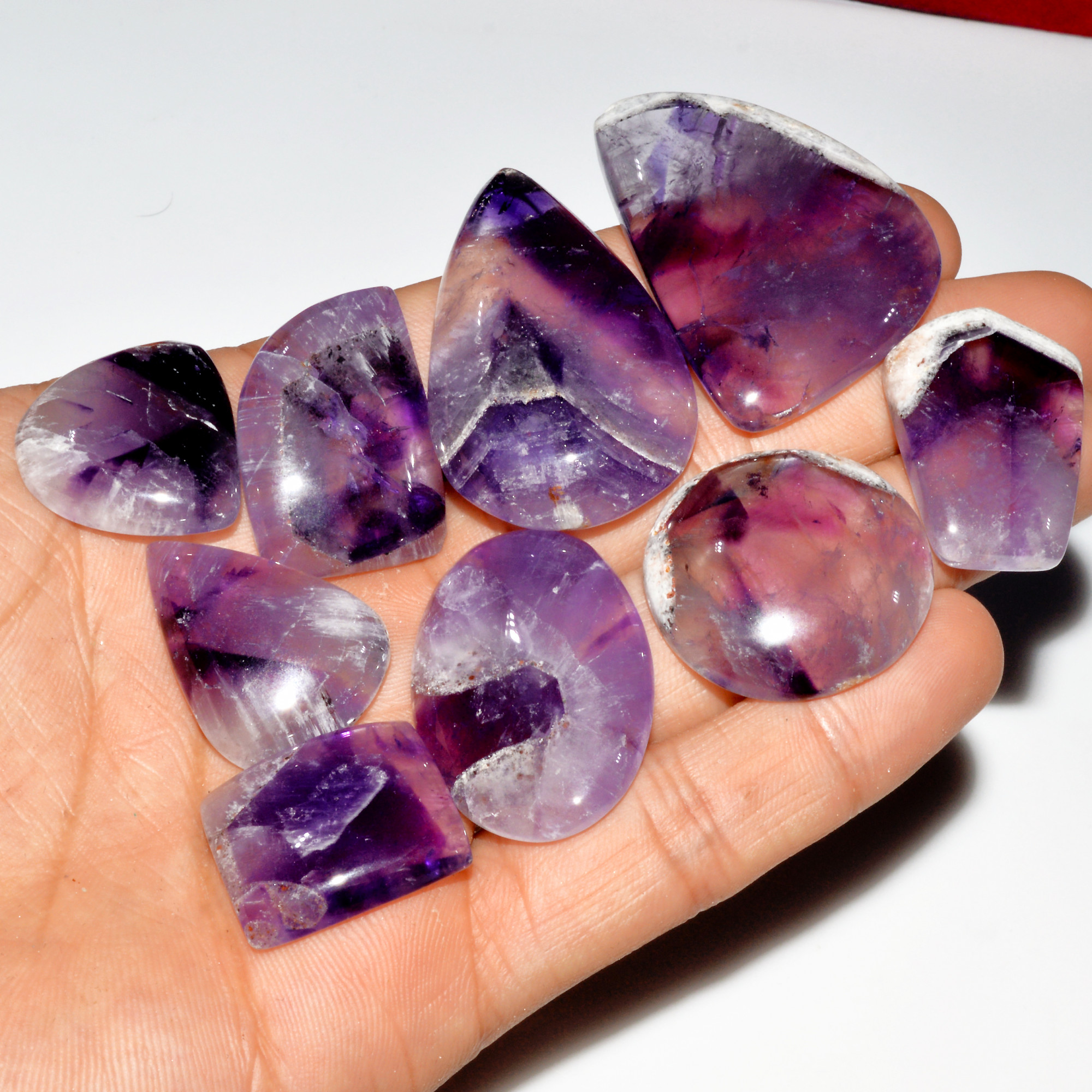 9 Pcs 399 Cts Natural Purple Amethyst Cabochon Loose Gemstone Lot Jewelry Making Healing Crystal 42x30 20x18mm 3576
