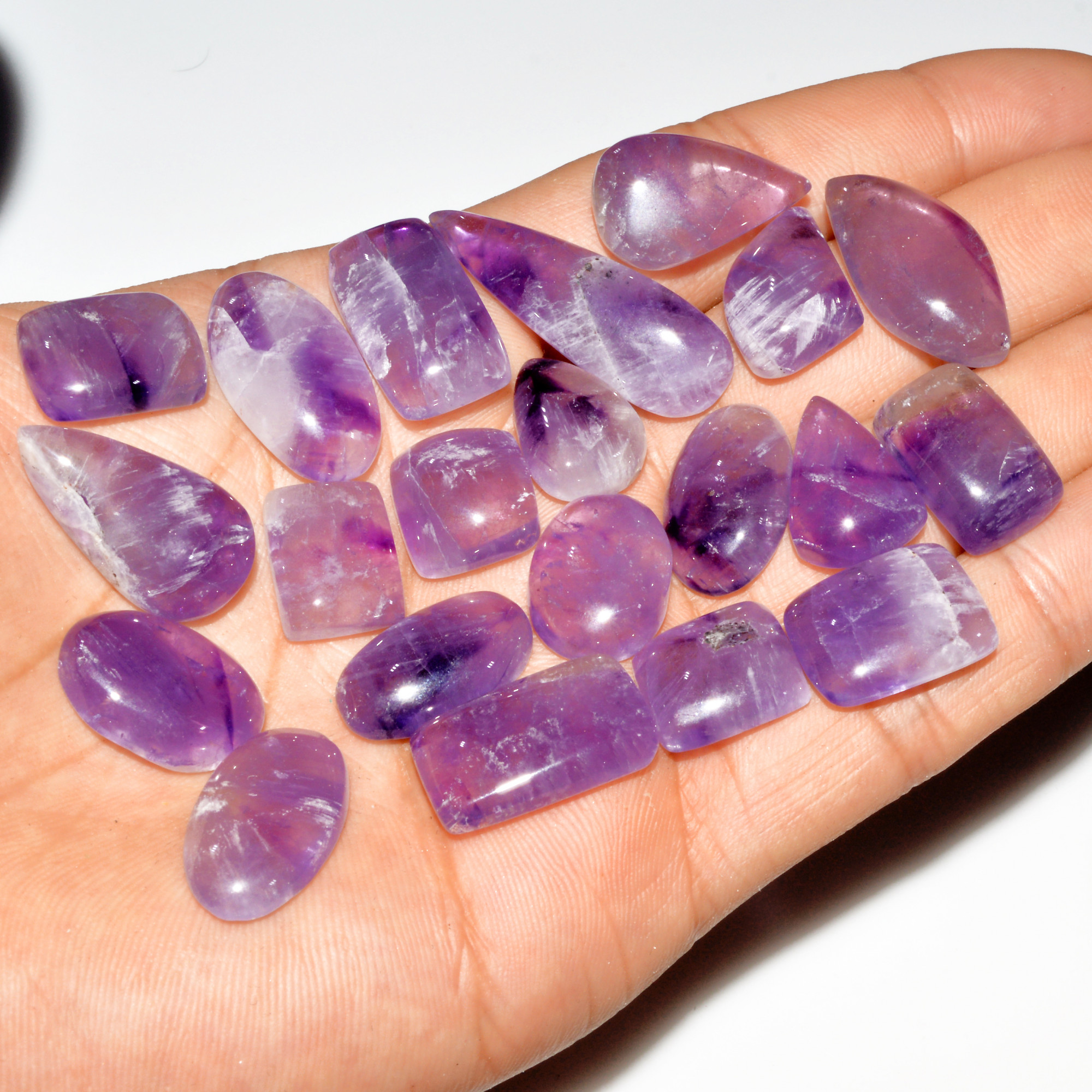 21 Pcs 265 Cts Natural Purple Amethyst Cabochon Loose Gemstone Lot Jewelry Making Healing Crystal 35x10 13x11mm 3577