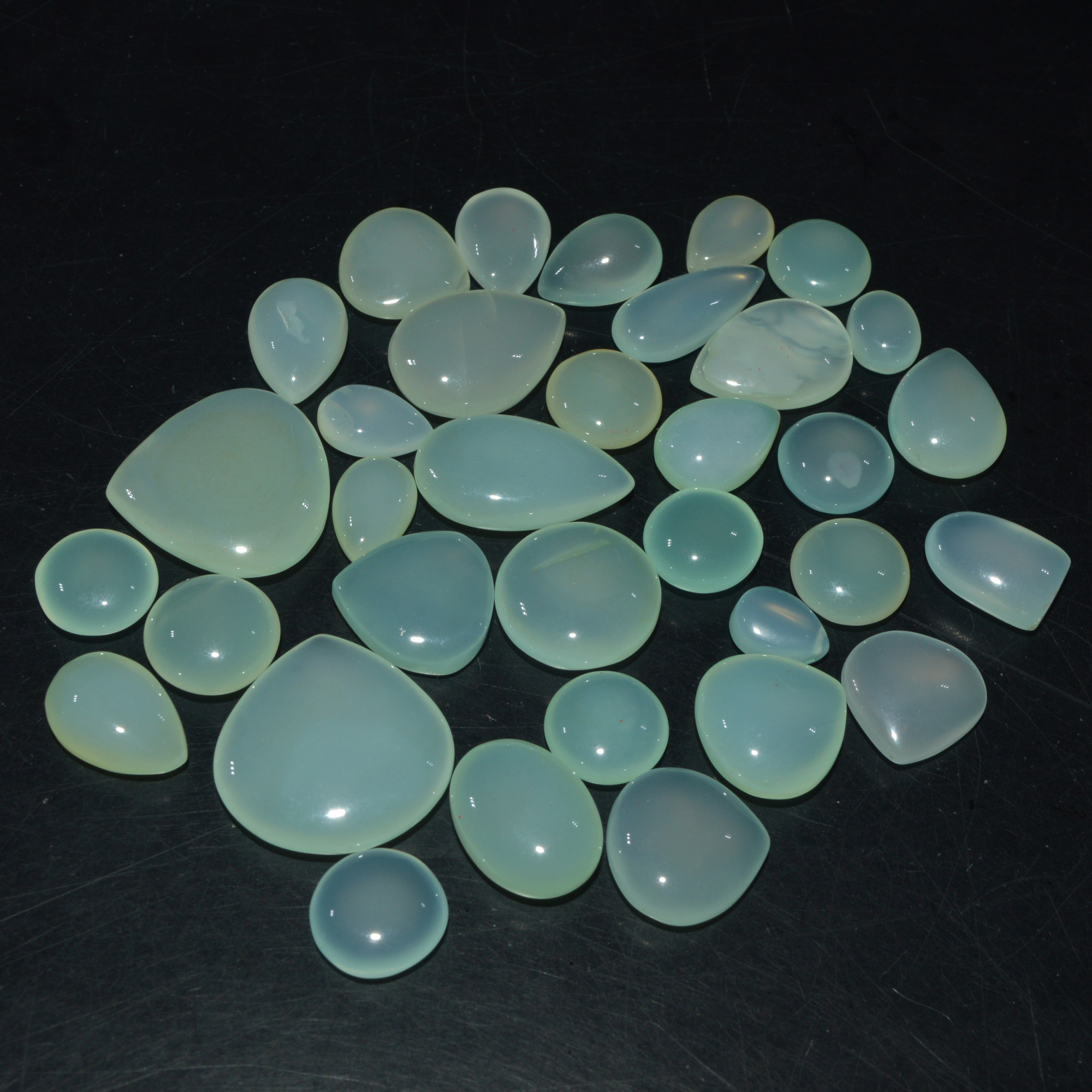 34 Pcs 276Cts Natural Green Chalcedony Cabochon Gemstone Handmade Jewelry Making Healing Crystals Lot 20x20 9x5mm 3589