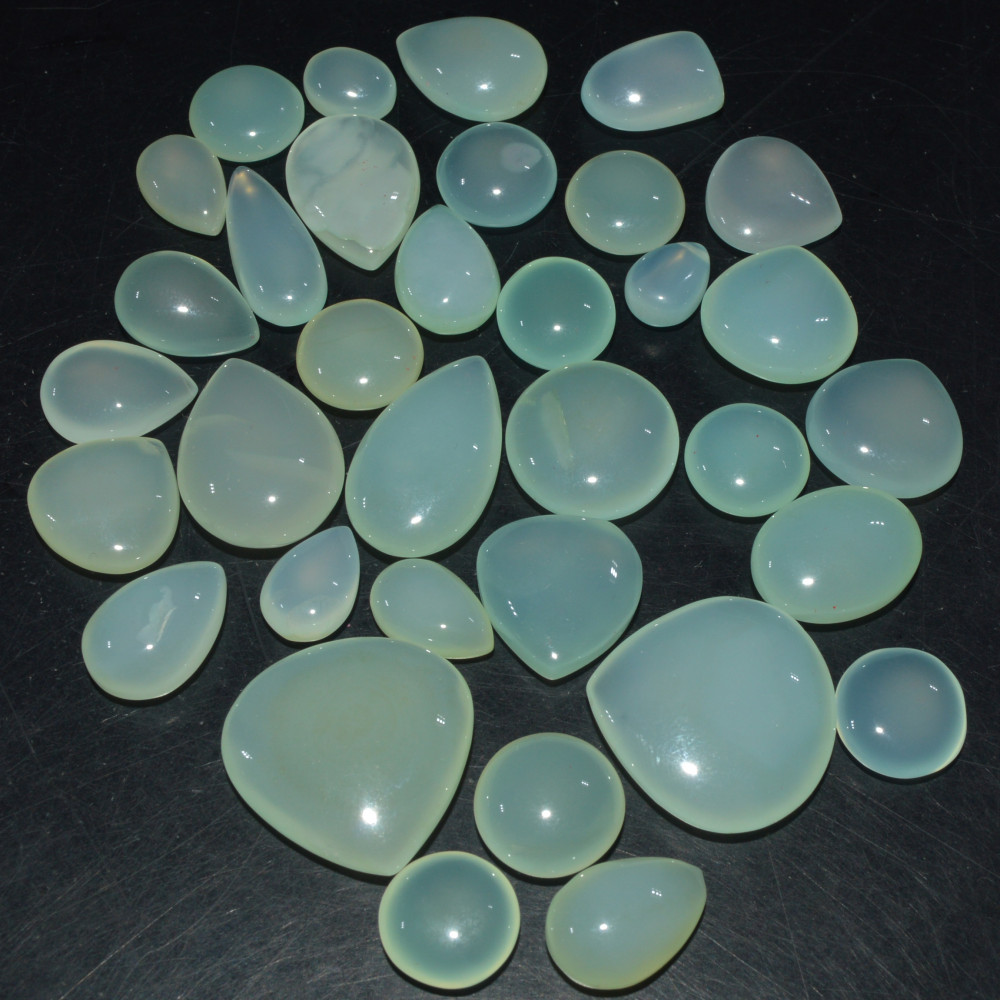 Image of 34 Pcs 276Cts Natural Green Chalcedony Cabochon Gemstone Handmade Jewelry Making Healing Crystals Lot 20x20 9x5mm #3589