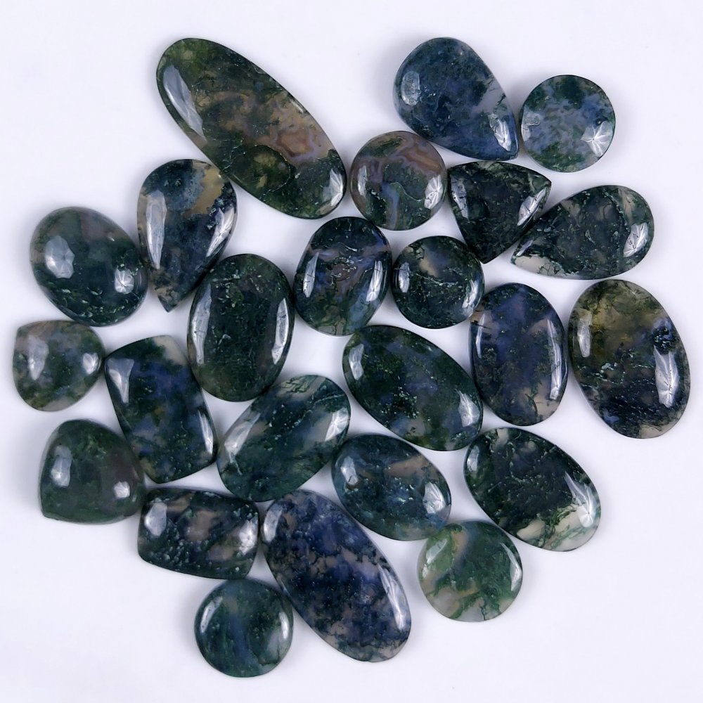 24Pcs 301Cts Natural Green Moss Agate Cabochon Lots Mixed Shapes And Sizes Moss Agate loose gemstone Cabochon Wholesale Lot 26x12 12x12 mm#G-359