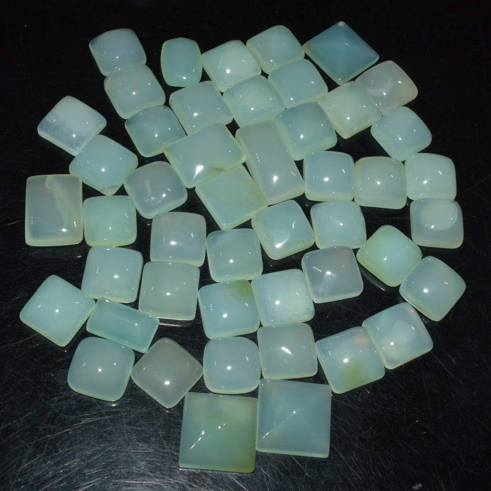 Image of 47 Pcs 395Cts Natural Green Chalcedony Cabochon Gemstone Handmade Jewelry Making Healing Crystals Lot 14x14 10x10mm #3590