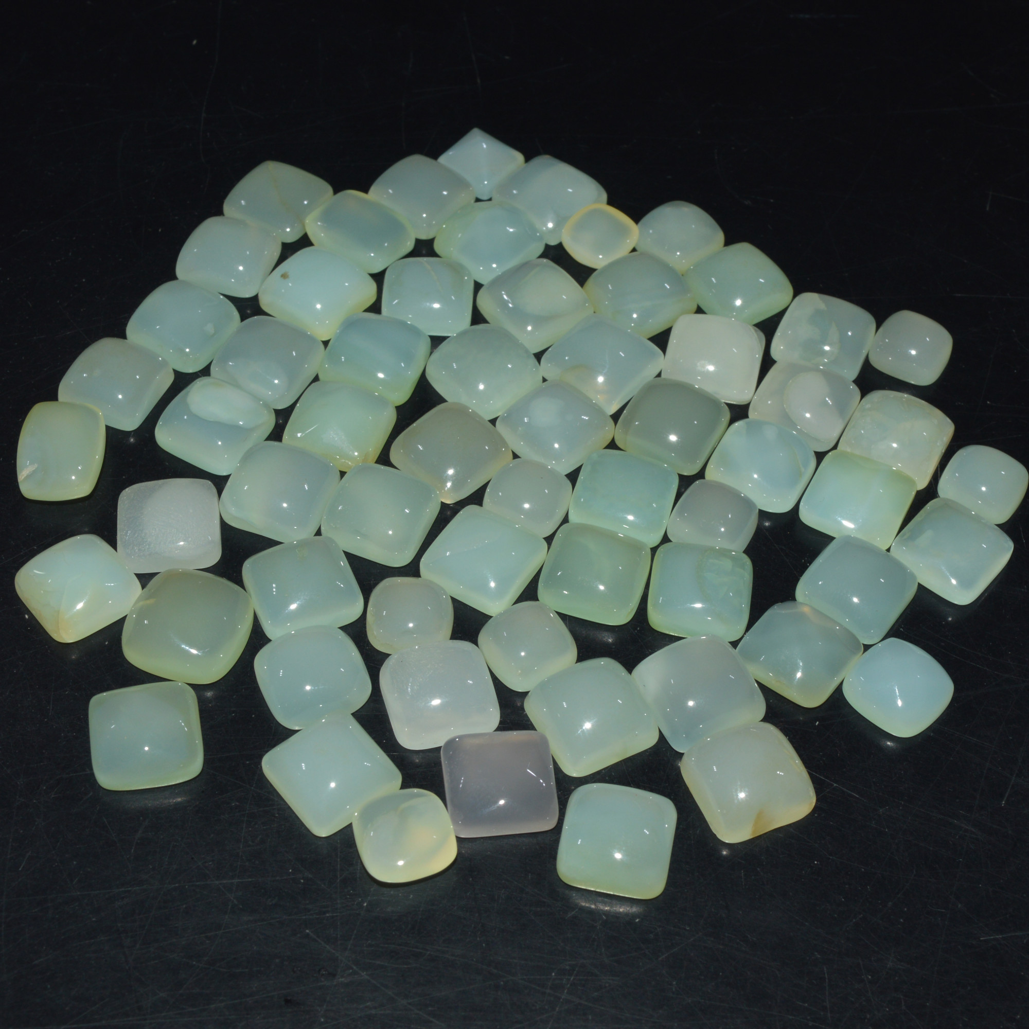 62 Pcs 457Cts Natural Green Chalcedony Cabochon Gemstone Handmade Jewelry Making Healing Crystals Lot 11x11 6x6mm 3591